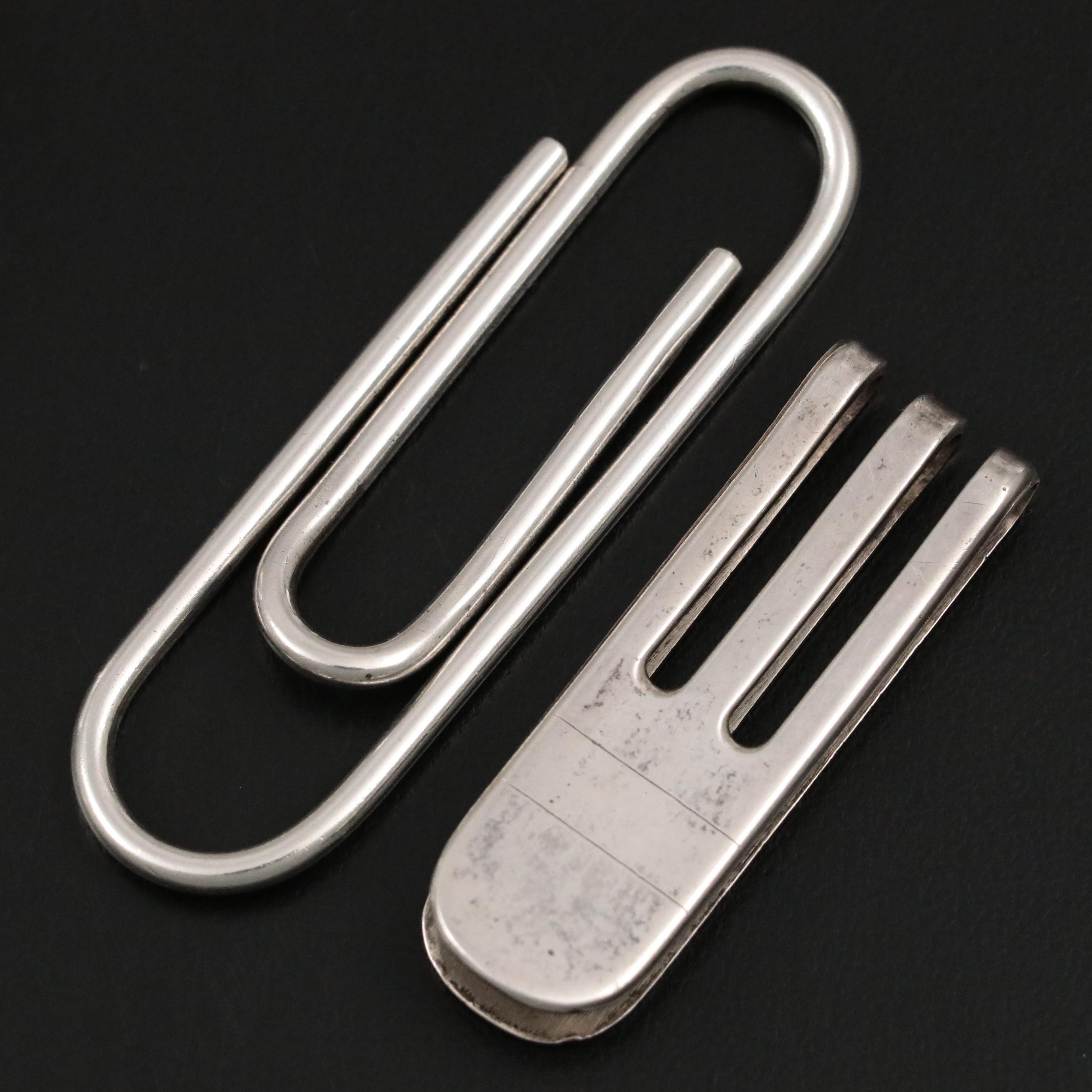 English Sterling Silver Paper Clip Money Clip with Italian Sterling Money Clip