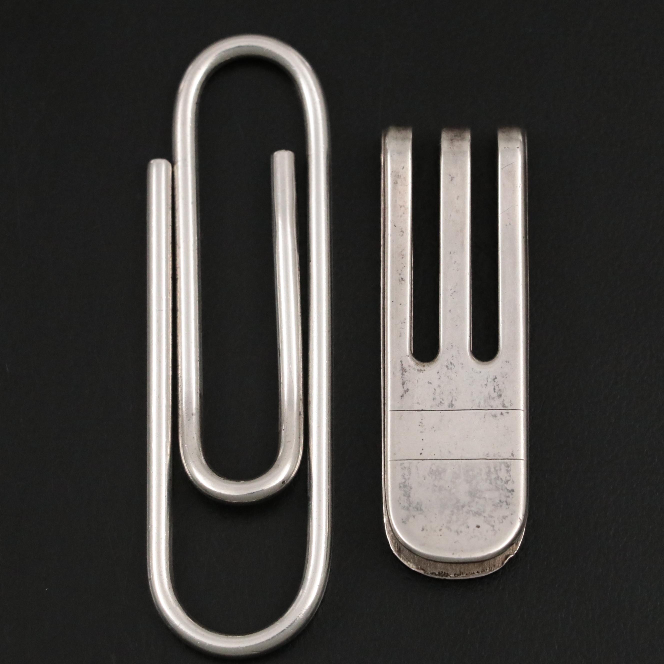 English Sterling Silver Paper Clip Money Clip with Italian Sterling Money Clip