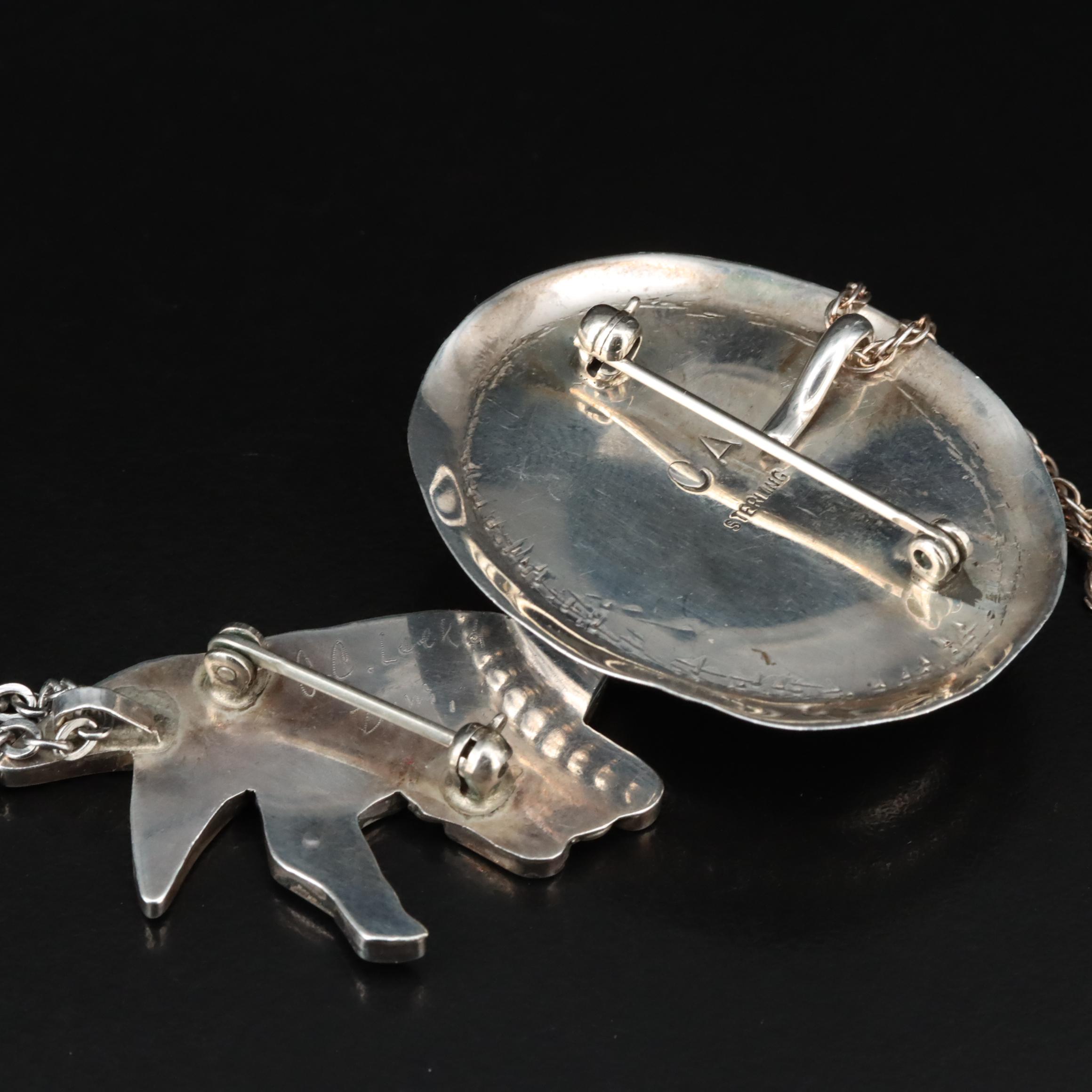 Southwestern Converter Brooch Necklaces Including Black Onyx and Mother-Of-Pearl