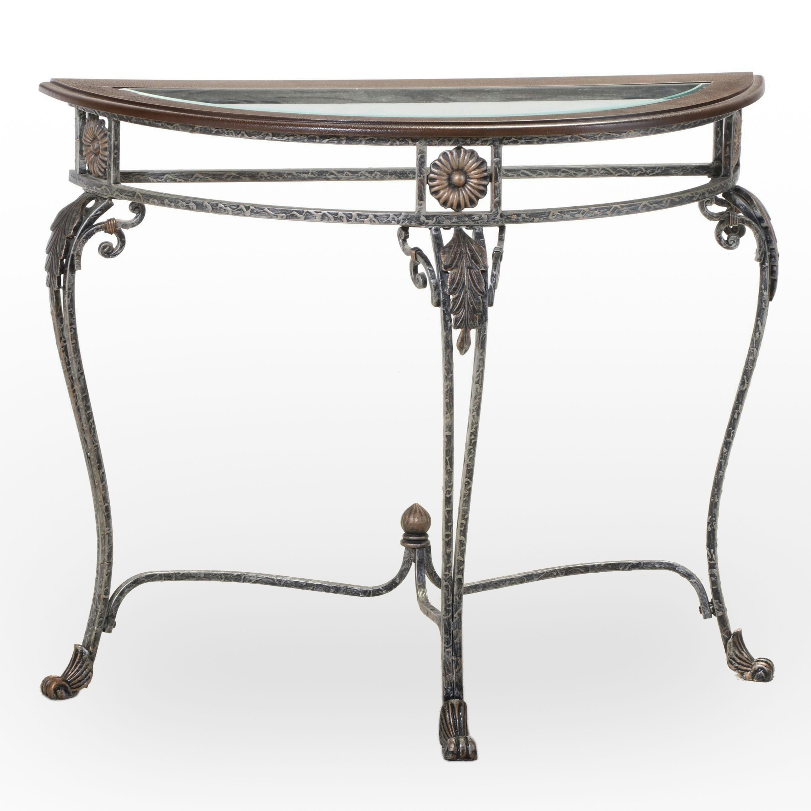 Contemporary Scrolled Metal Demilune Console Table | EBTH