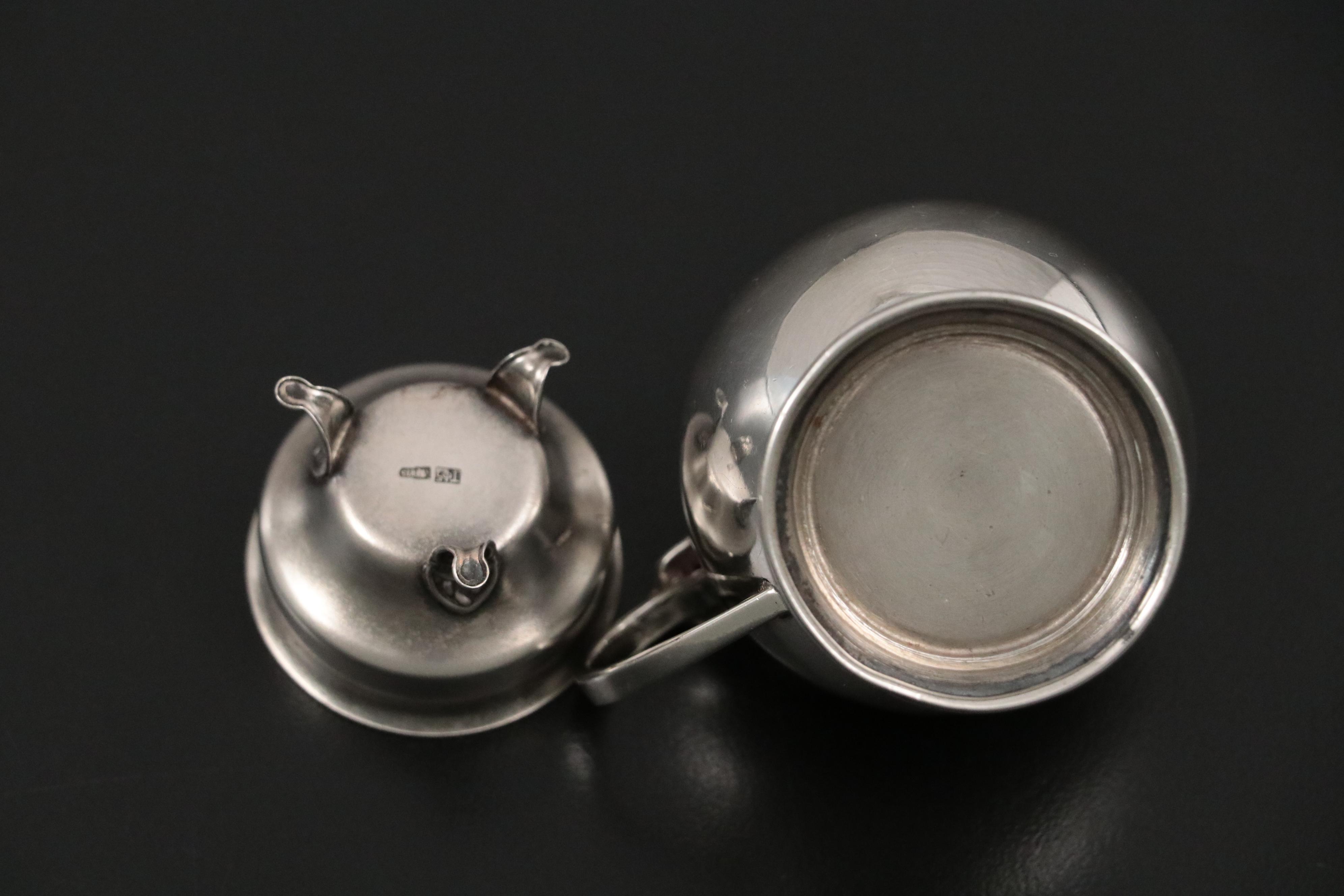 Indian Colonial Hamilton & Co. Sterling Silver Mustard with Silver Salt Cellars
