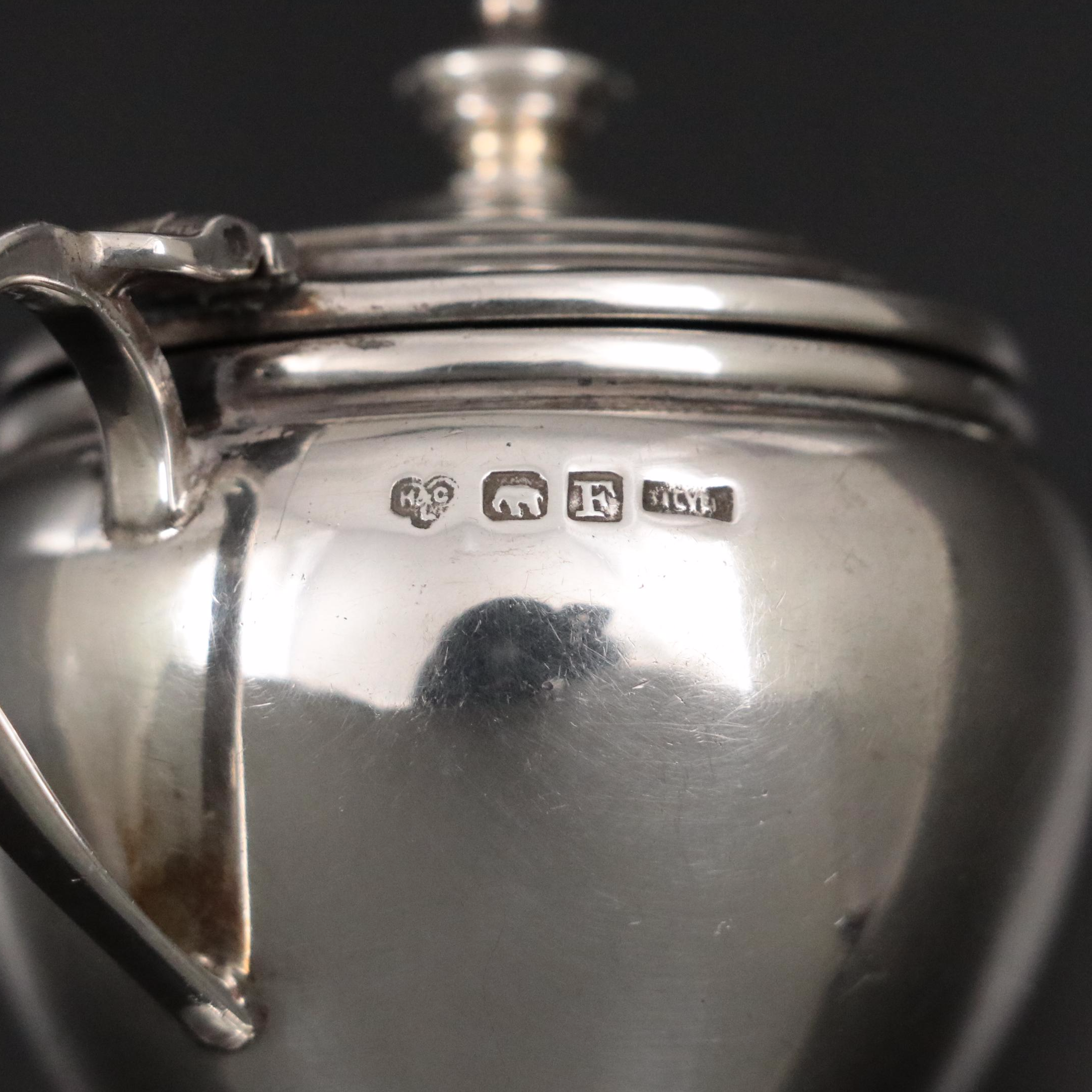 Indian Colonial Hamilton & Co. Sterling Silver Mustard with Silver Salt Cellars