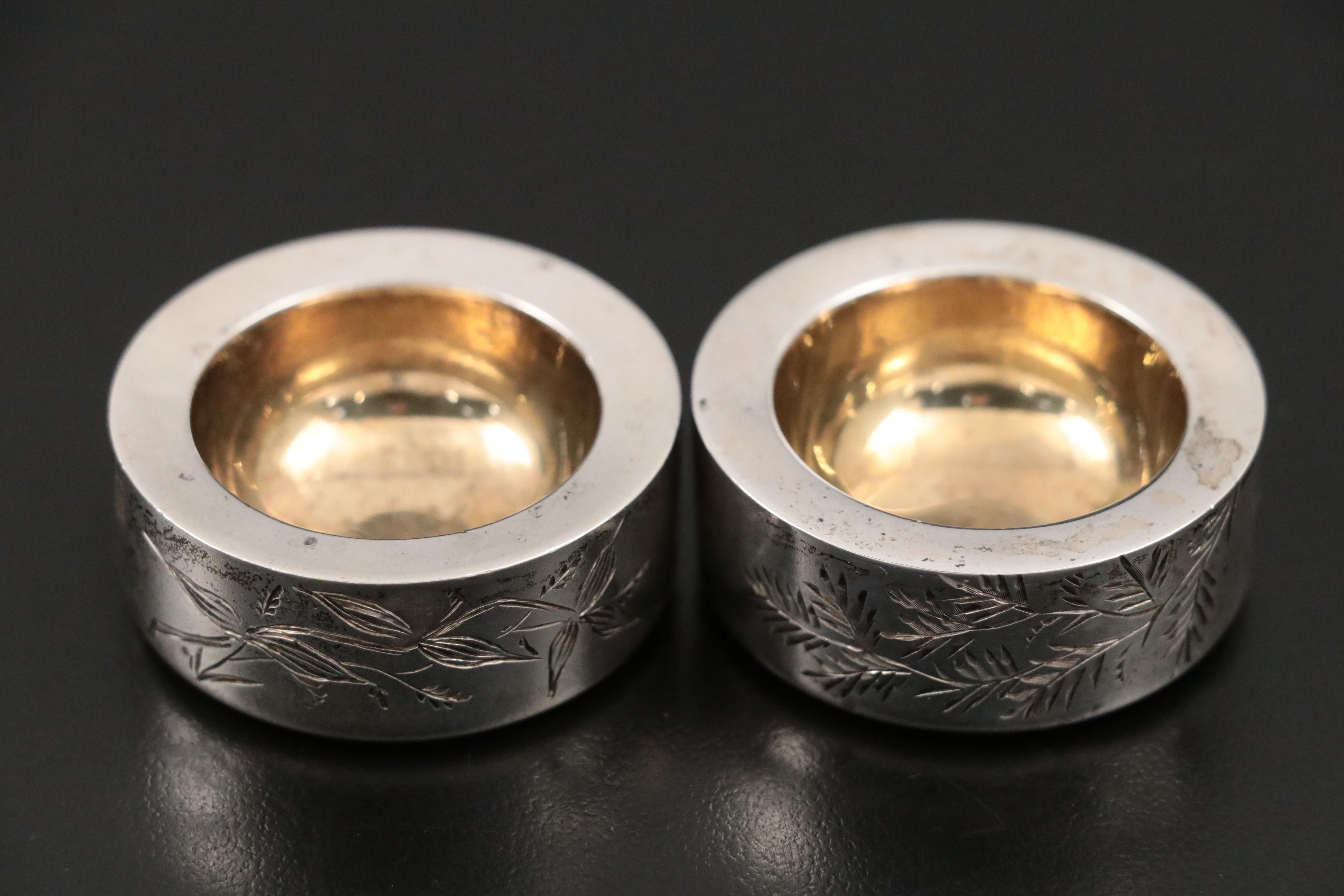 Indian Colonial Hamilton & Co. Sterling Silver Mustard with Silver Salt Cellars