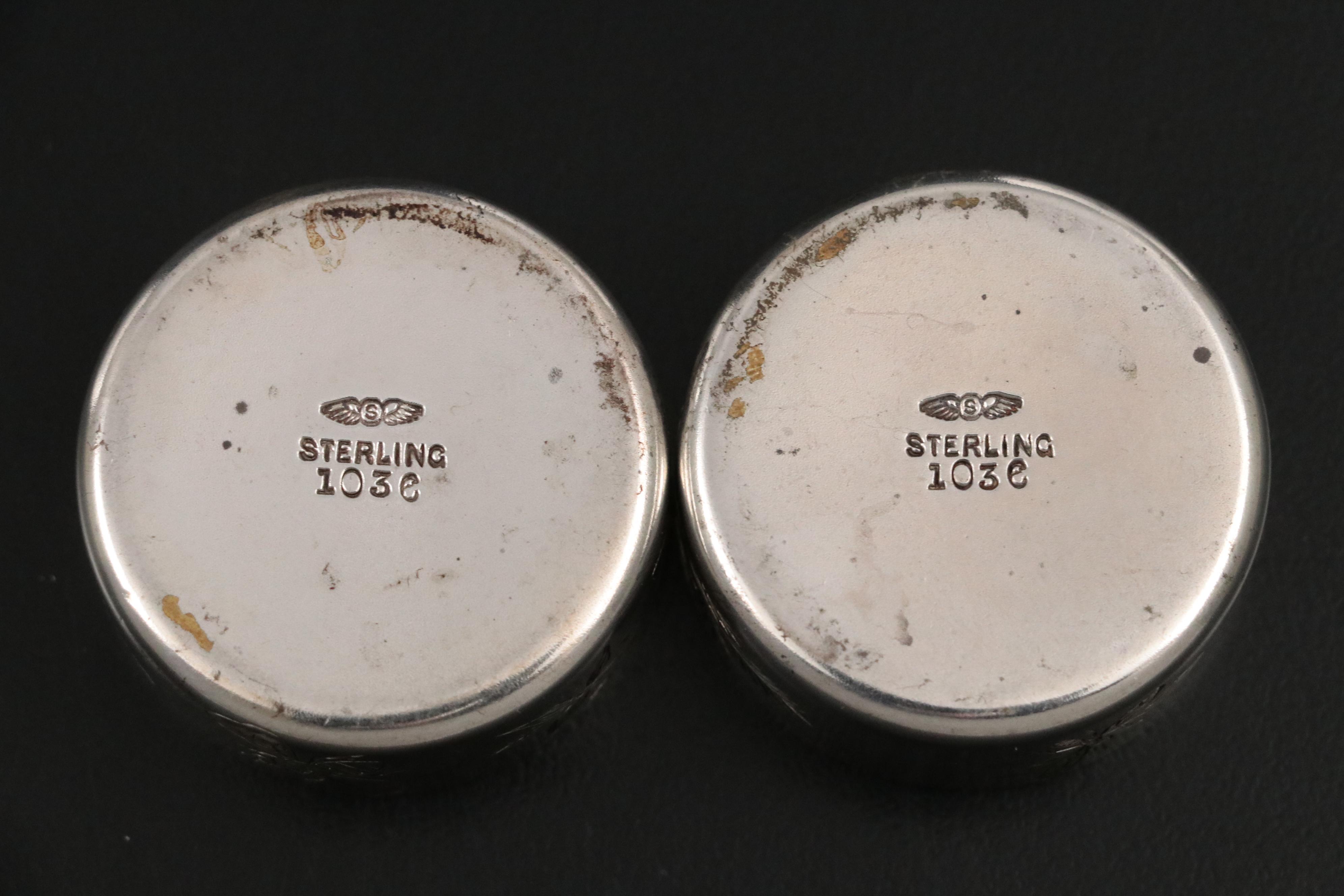 Indian Colonial Hamilton & Co. Sterling Silver Mustard with Silver Salt Cellars