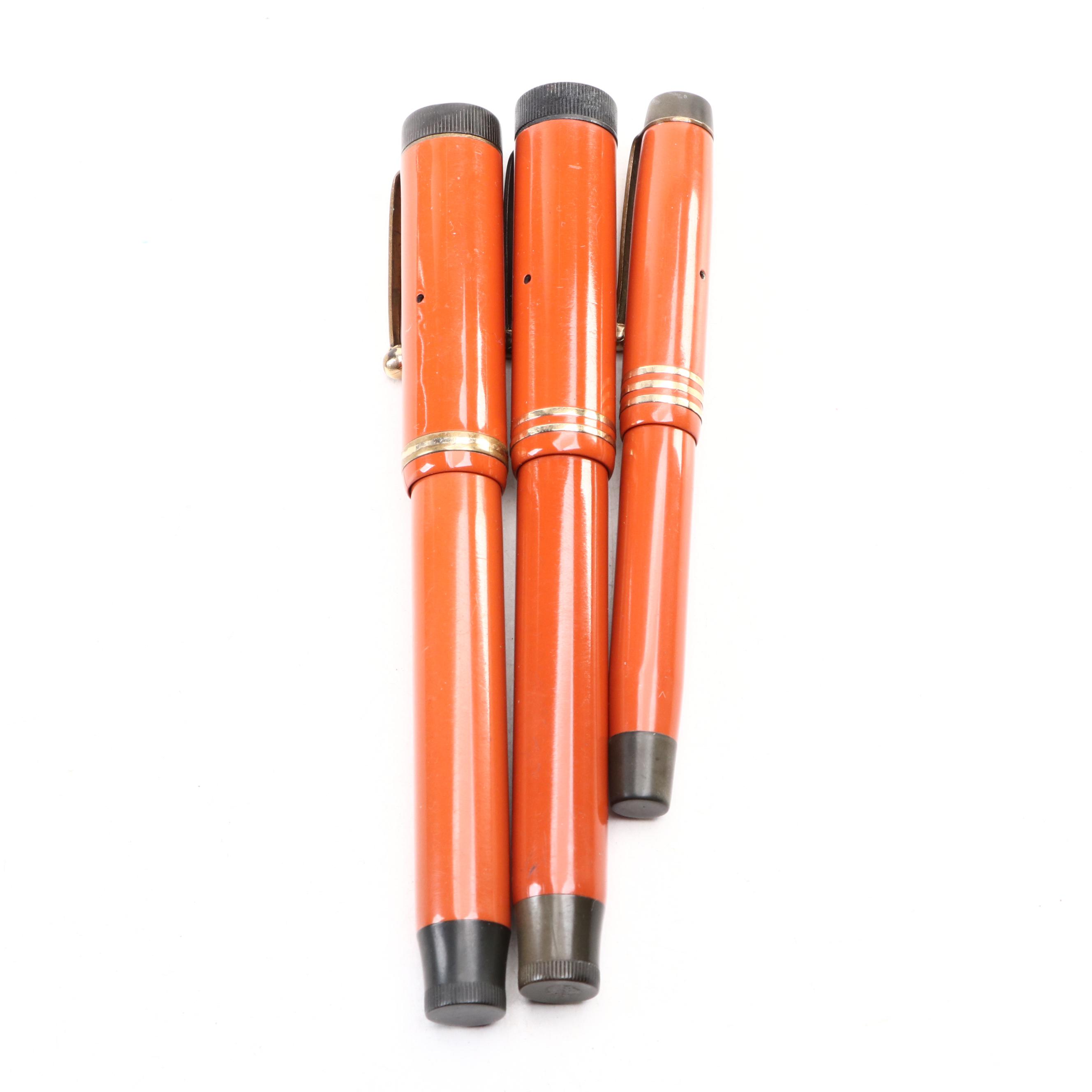 Parker "Duofold" and "Duofold Jr." 14K Gold Nib Fountain Pens