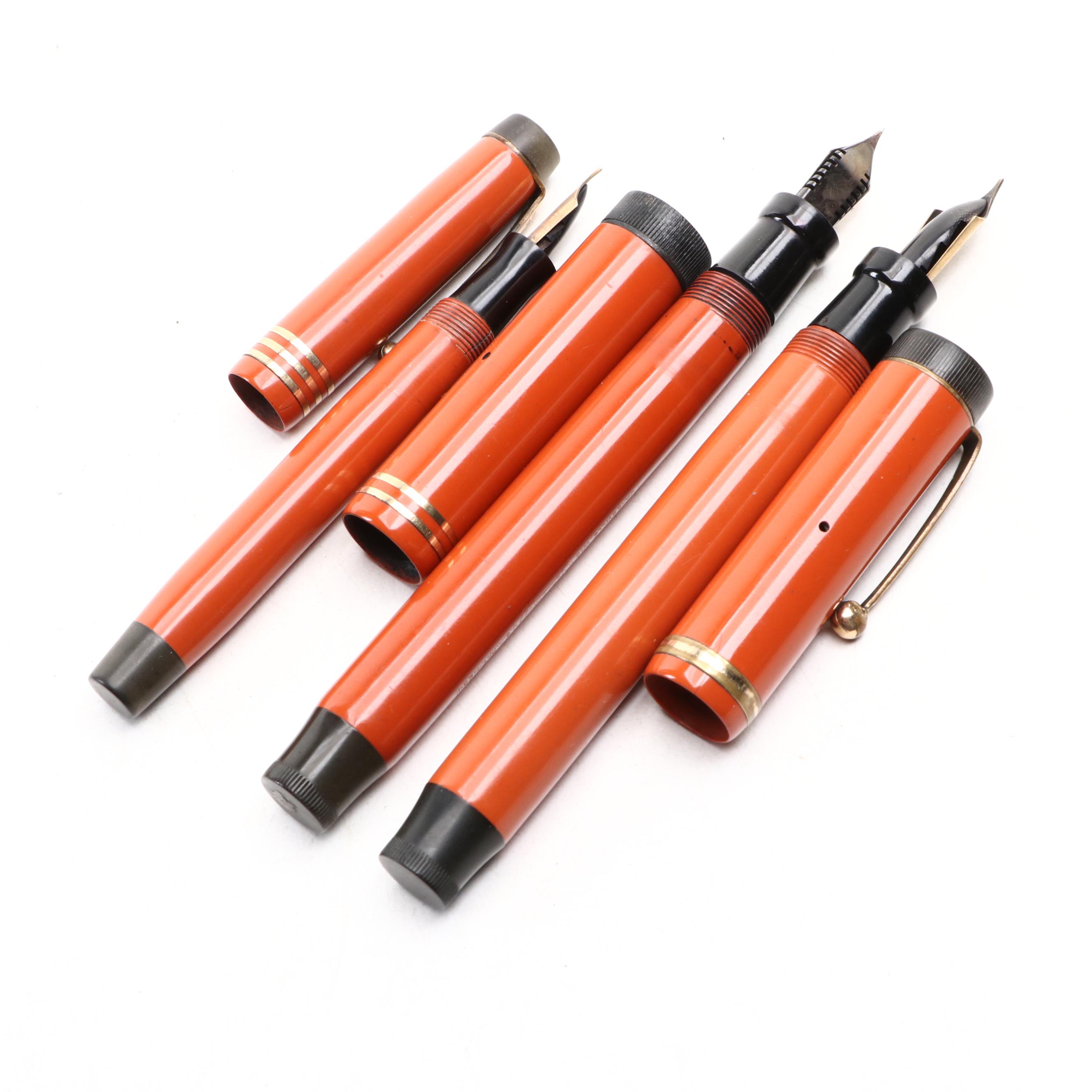 Parker "Duofold" and "Duofold Jr." 14K Gold Nib Fountain Pens