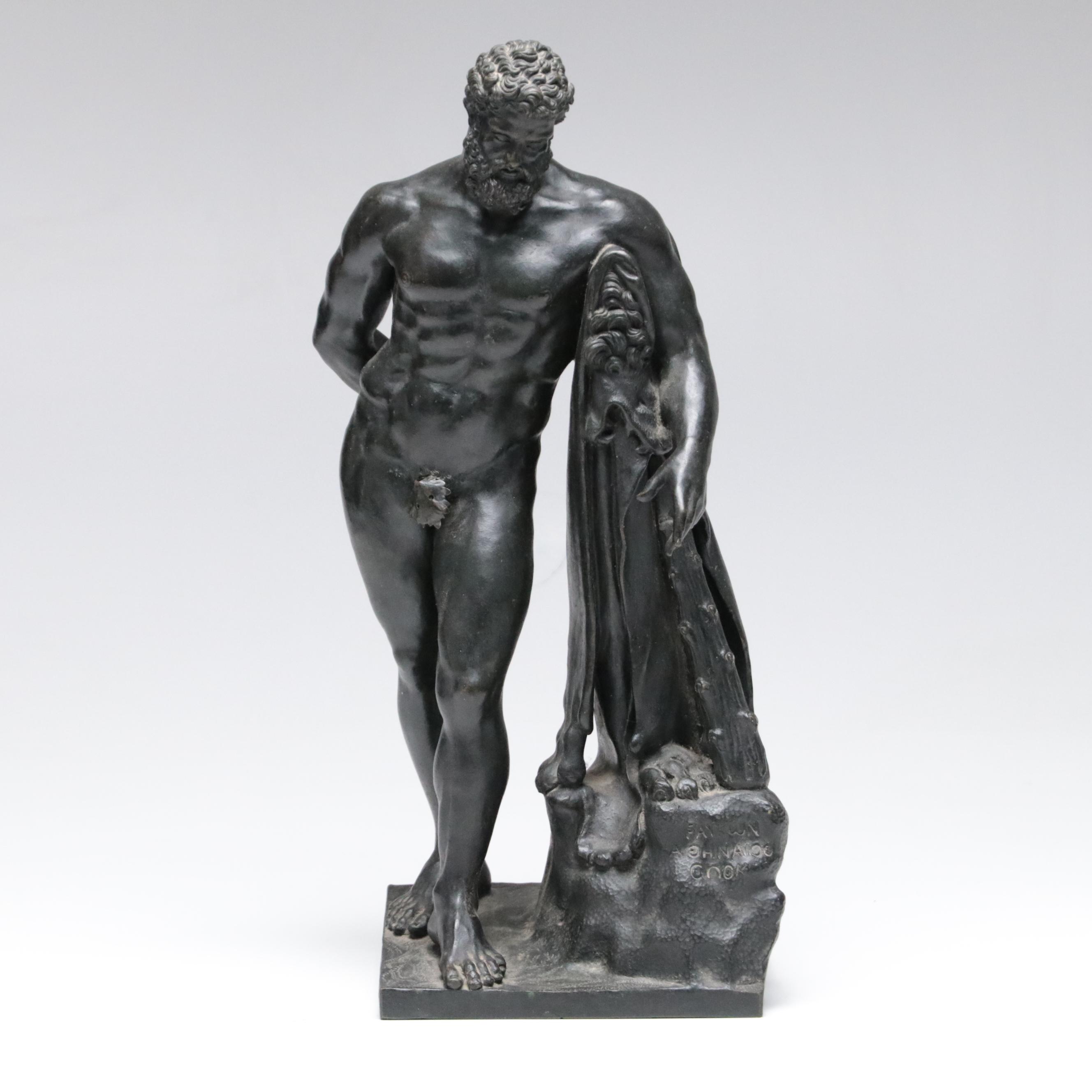 Italian Bronze Figure After The Farnese Hercules, Fonderia Sommer, Napoli