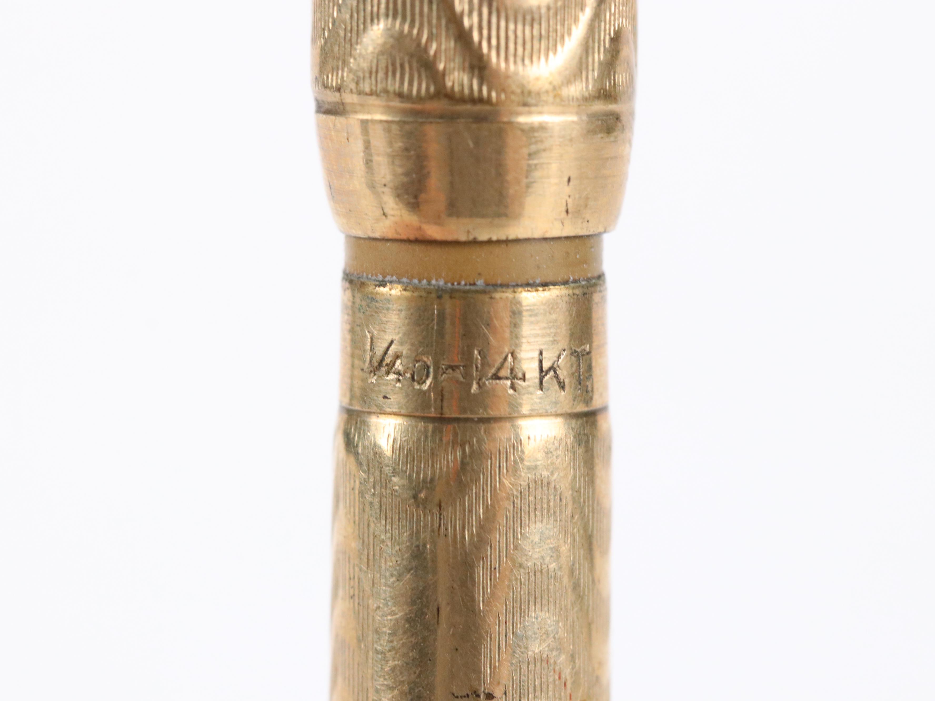 Morrison Ring-Top Filigree Gold-Overlay Fountain Pens and Pencil, Early 20th C.