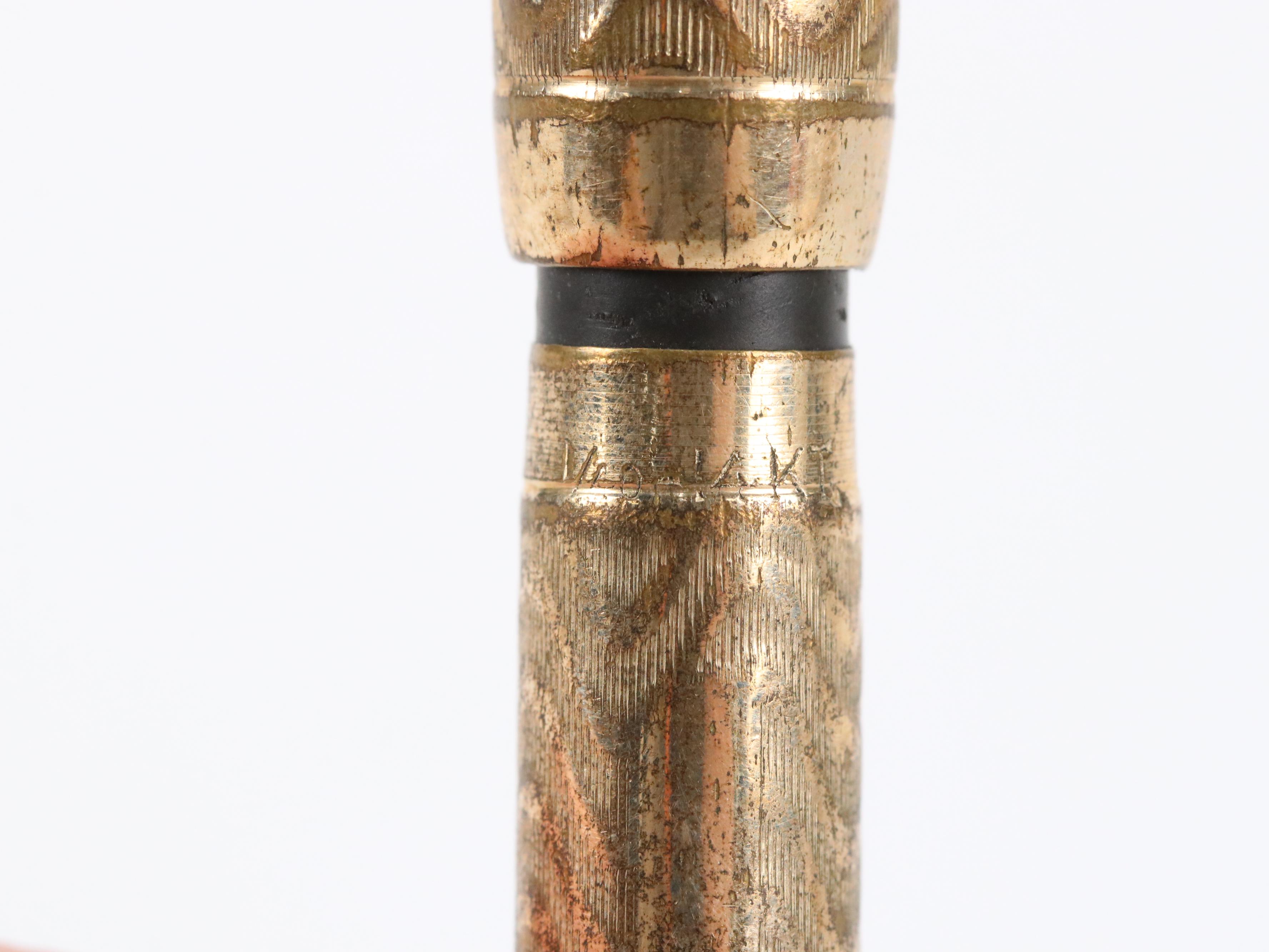 Morrison Ring-Top Filigree Gold-Overlay Fountain Pens and Pencil, Early 20th C.
