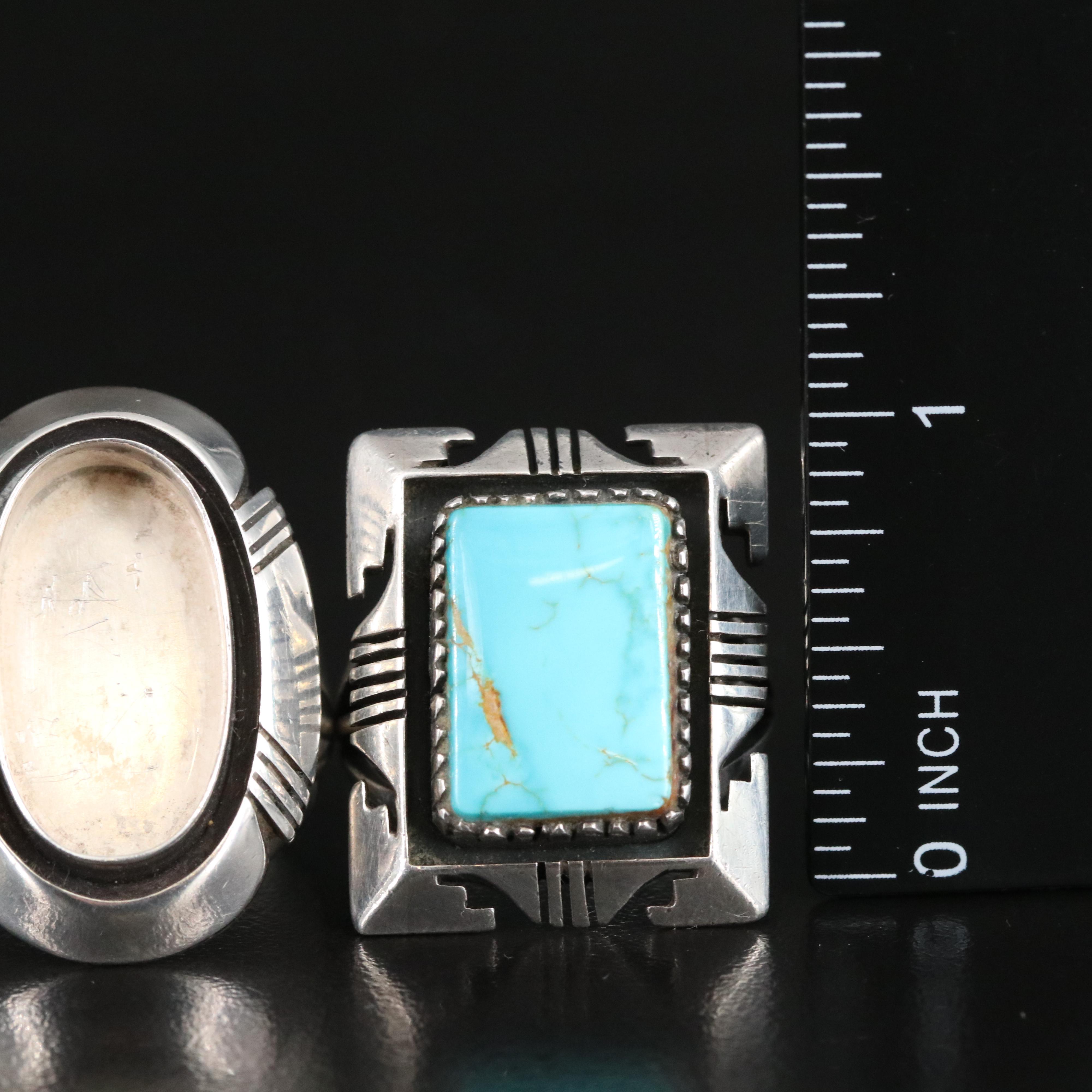 G. Nelson Sterling Turquoise Shadowbox Rings