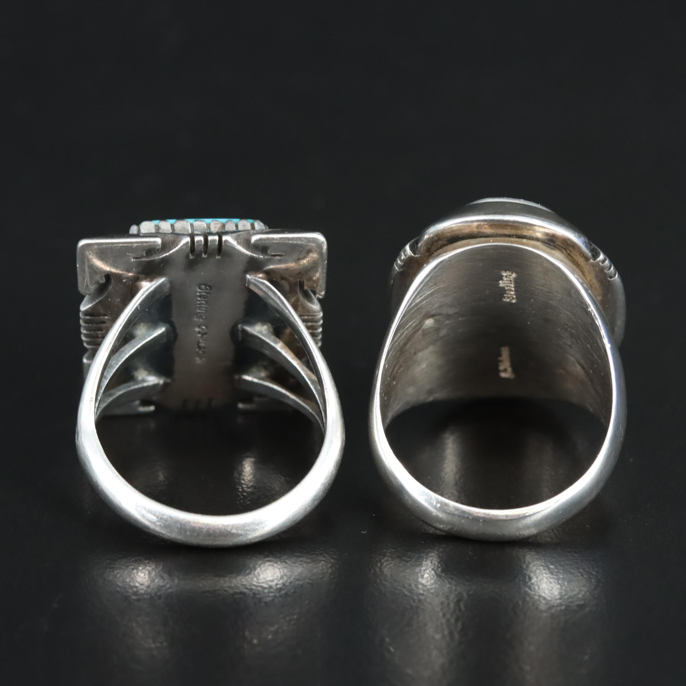 G. Nelson Sterling Turquoise Shadowbox Rings