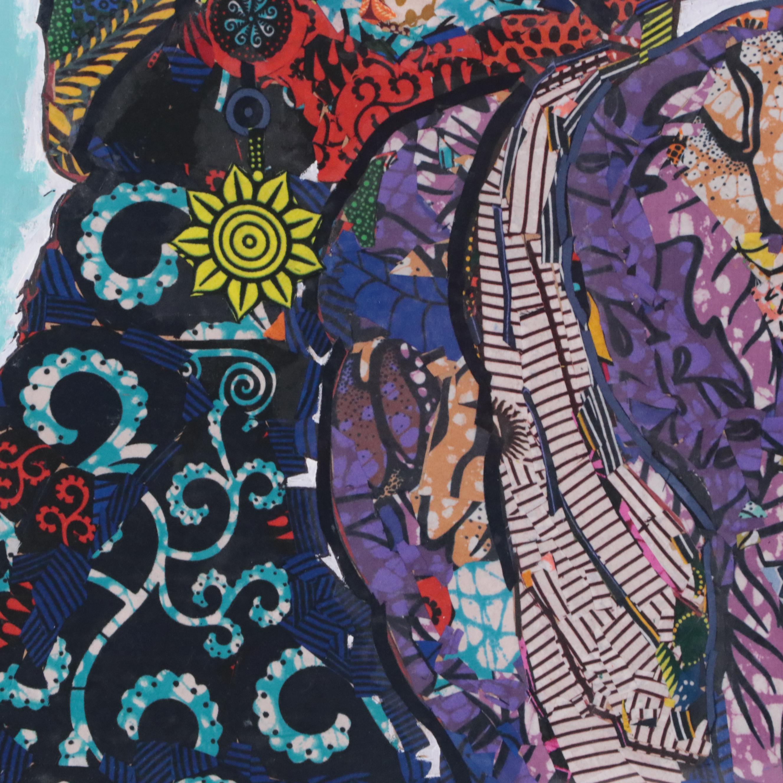 Ola Williams Mixed Media Collage of Abstract Portrait "Gorgious," 2024