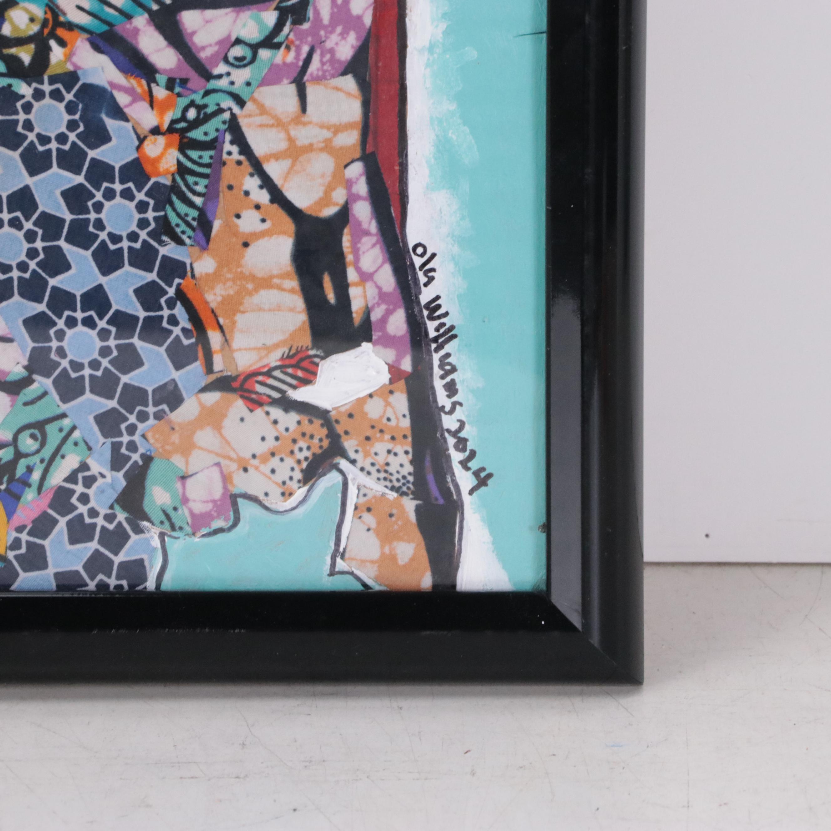 Ola Williams Mixed Media Collage of Abstract Portrait "Gorgious," 2024