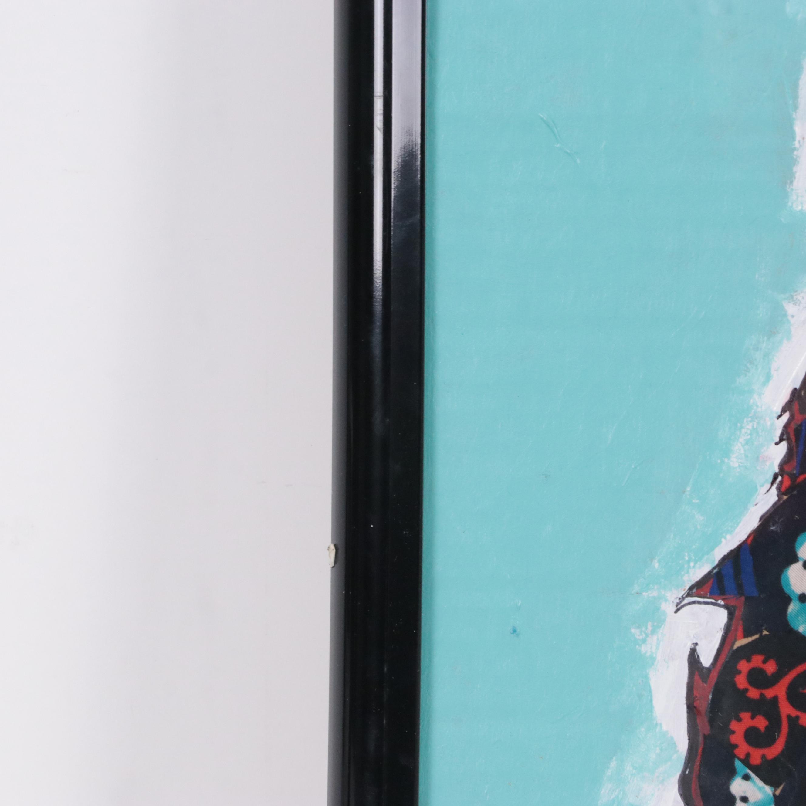 Ola Williams Mixed Media Collage of Abstract Portrait "Gorgious," 2024