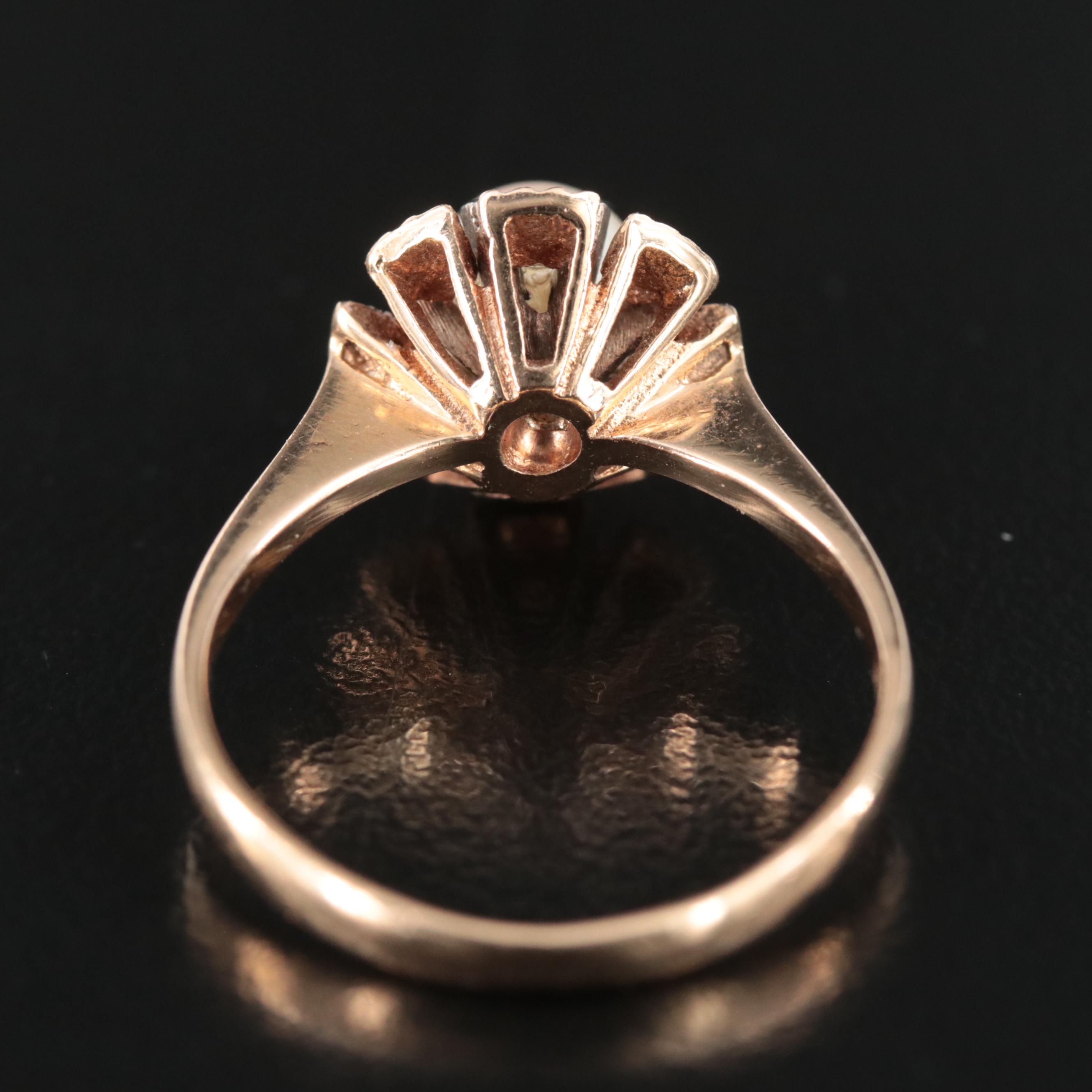 Vintage 18K Pearl Flower Ring