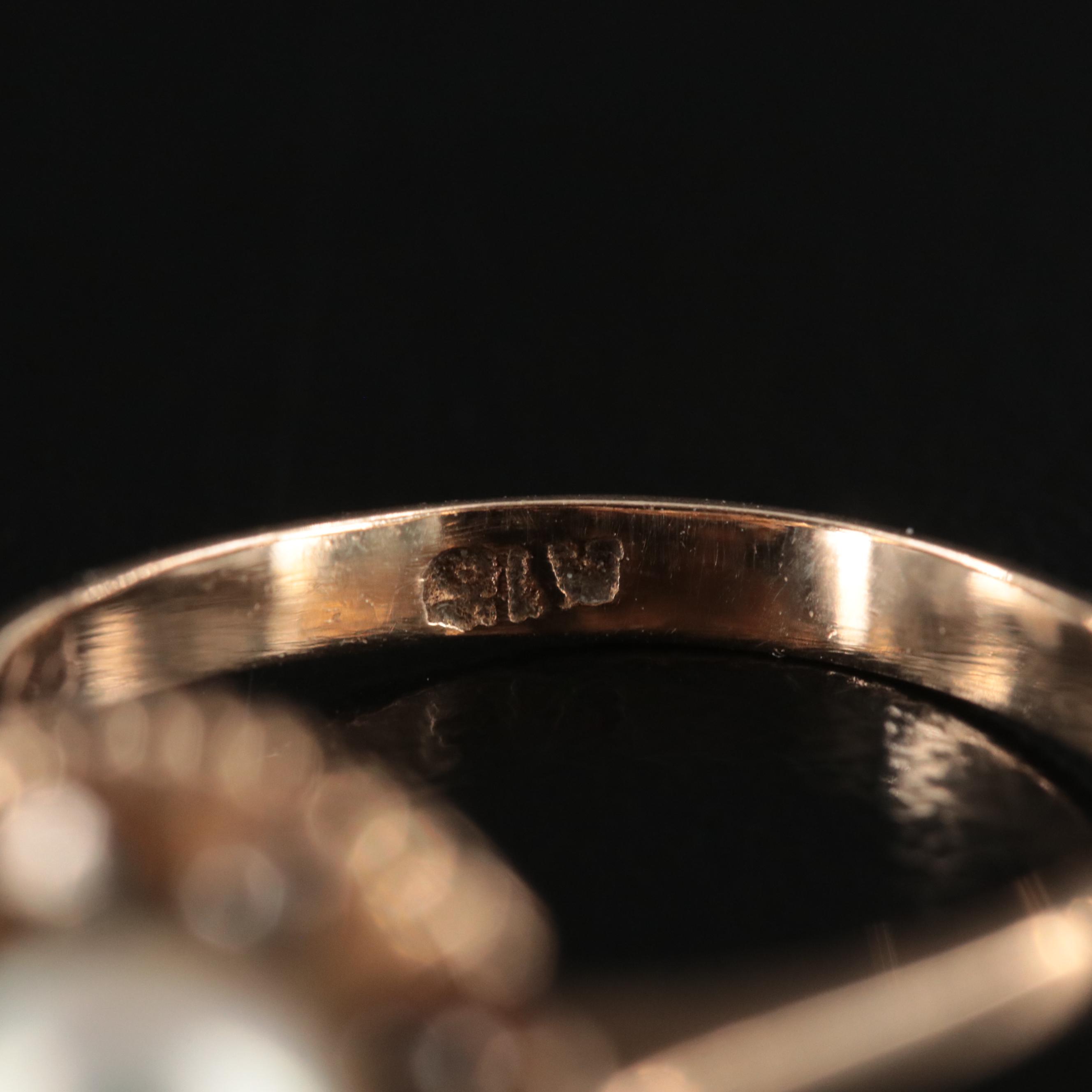 Vintage 18K Pearl Flower Ring