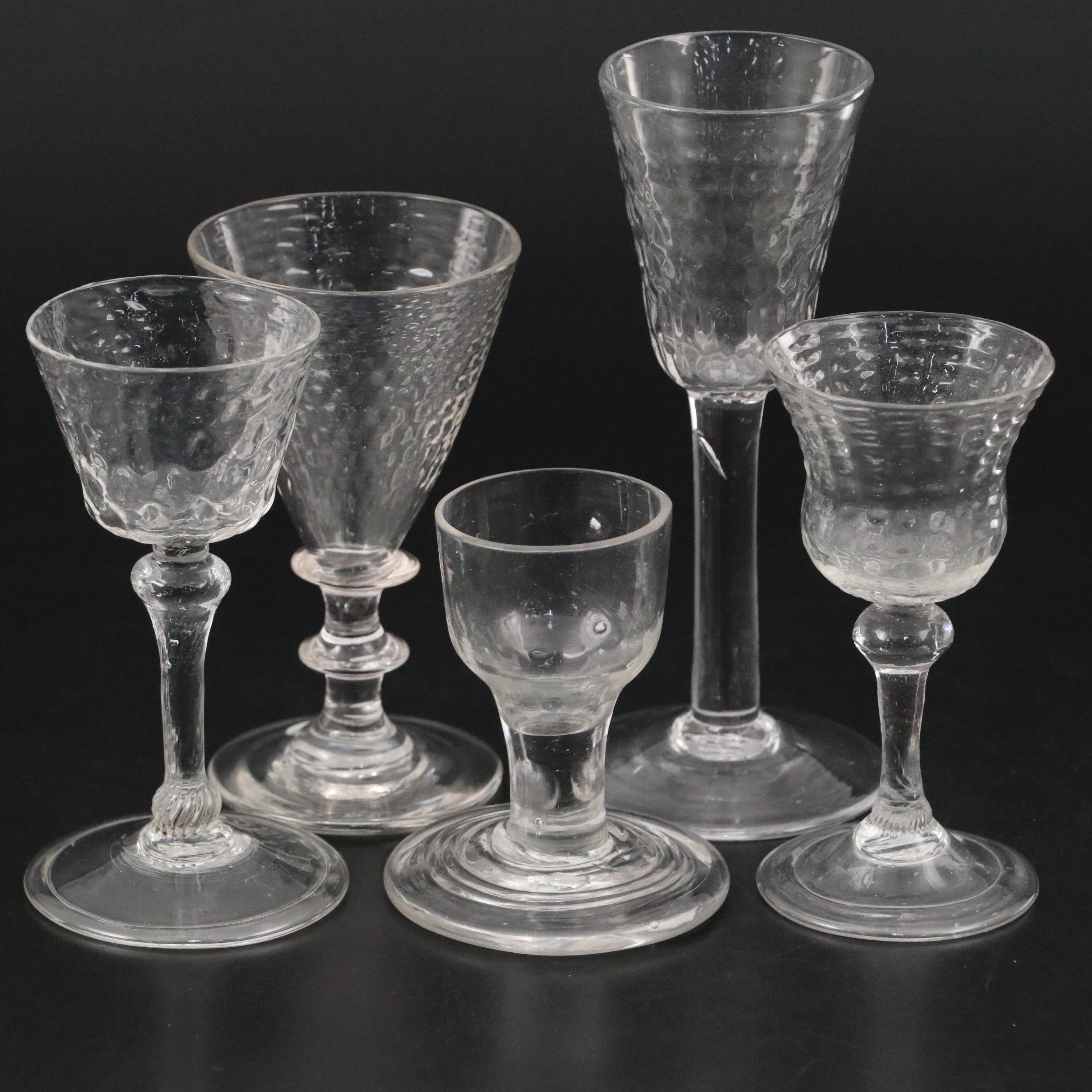 French Wine Glasses with English Dram Glass, 18th Century