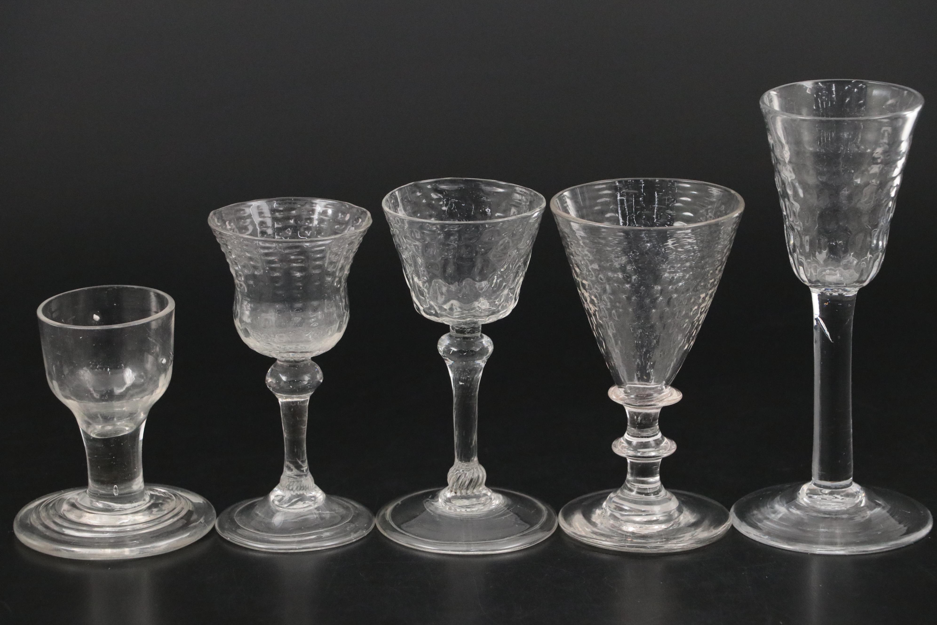 French Wine Glasses with English Dram Glass, 18th Century