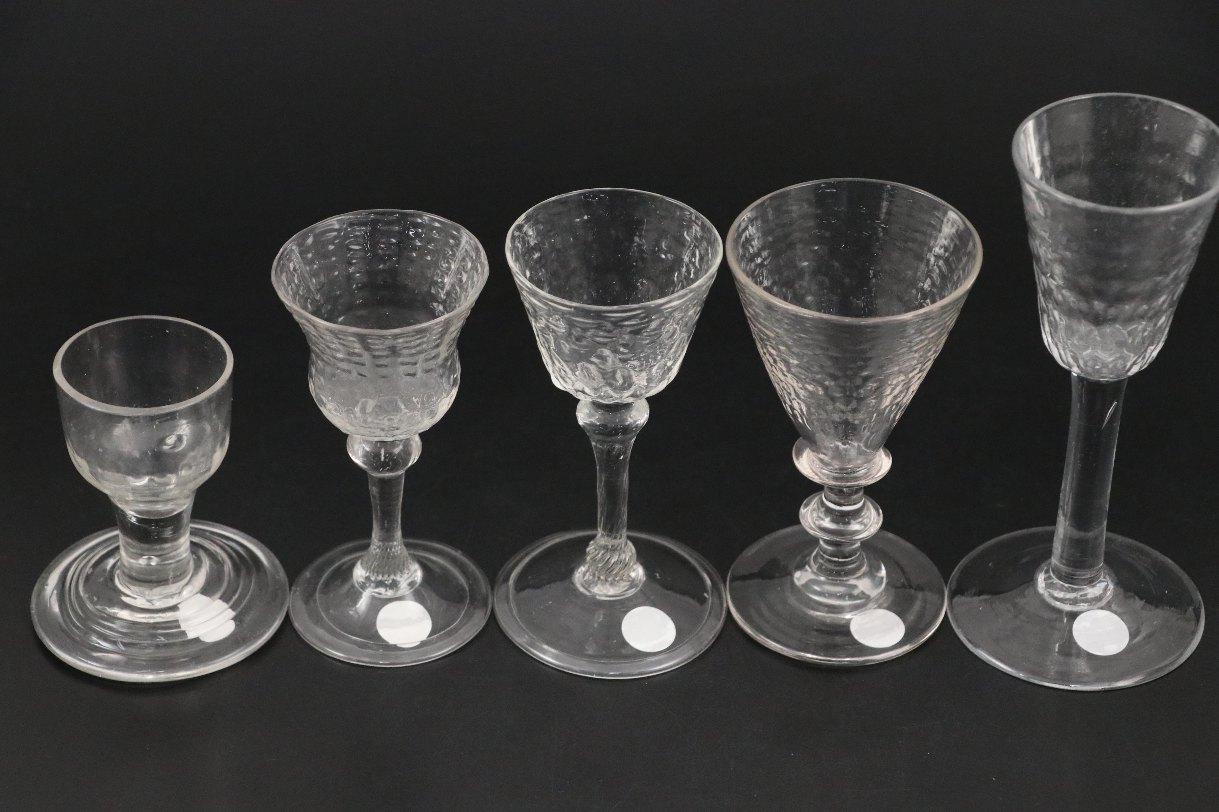 French Wine Glasses with English Dram Glass, 18th Century