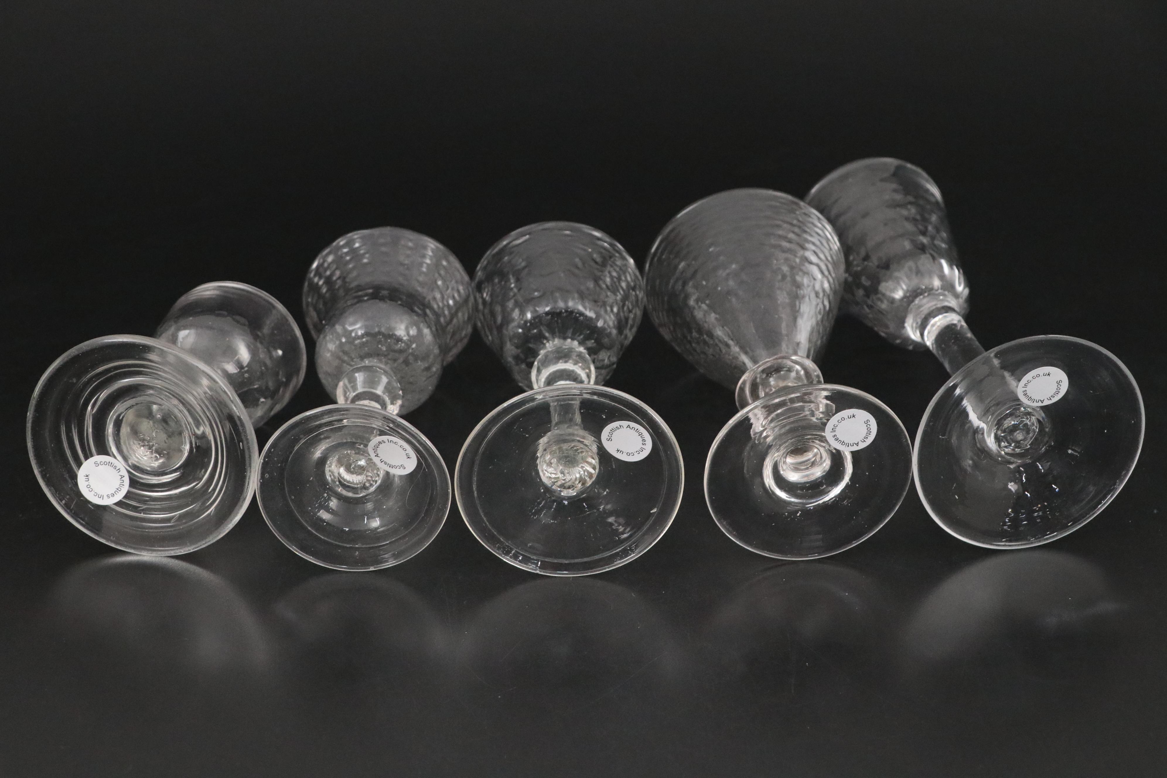 French Wine Glasses with English Dram Glass, 18th Century