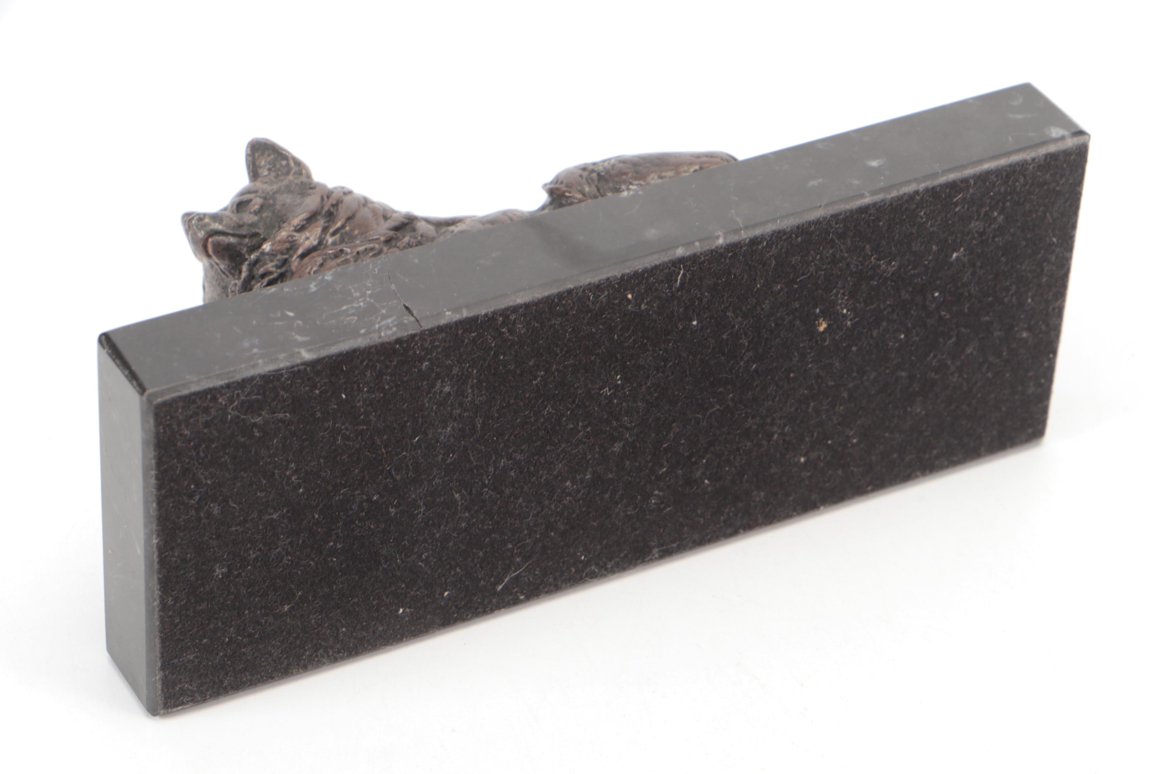 Emmanuel Frémiet "Husky Dog" Cast Resin Figurine on Black Marble Base