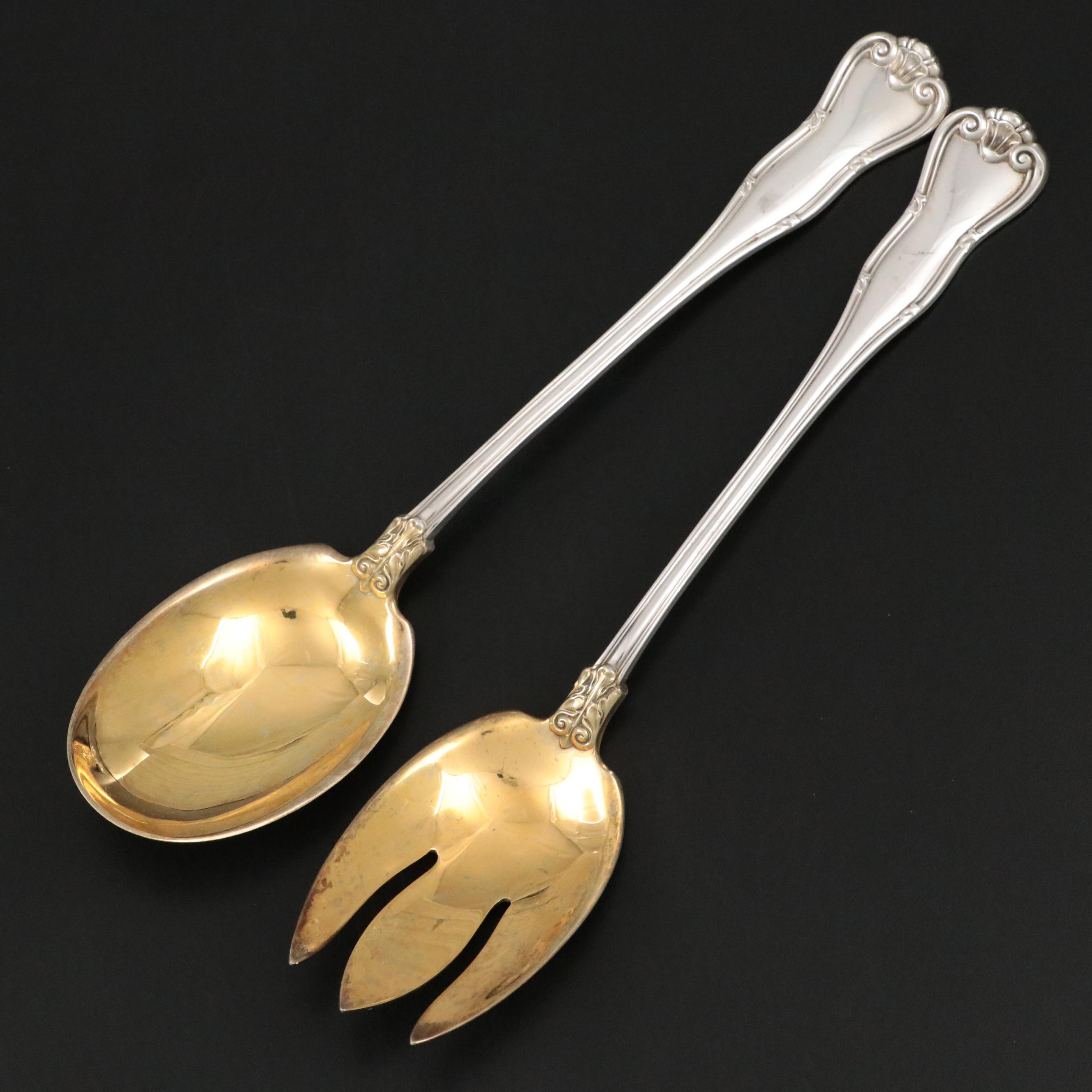 Tiffany & Co. "Provence" Sterling Silver Salad Servers, Mid to Late 20th Century
