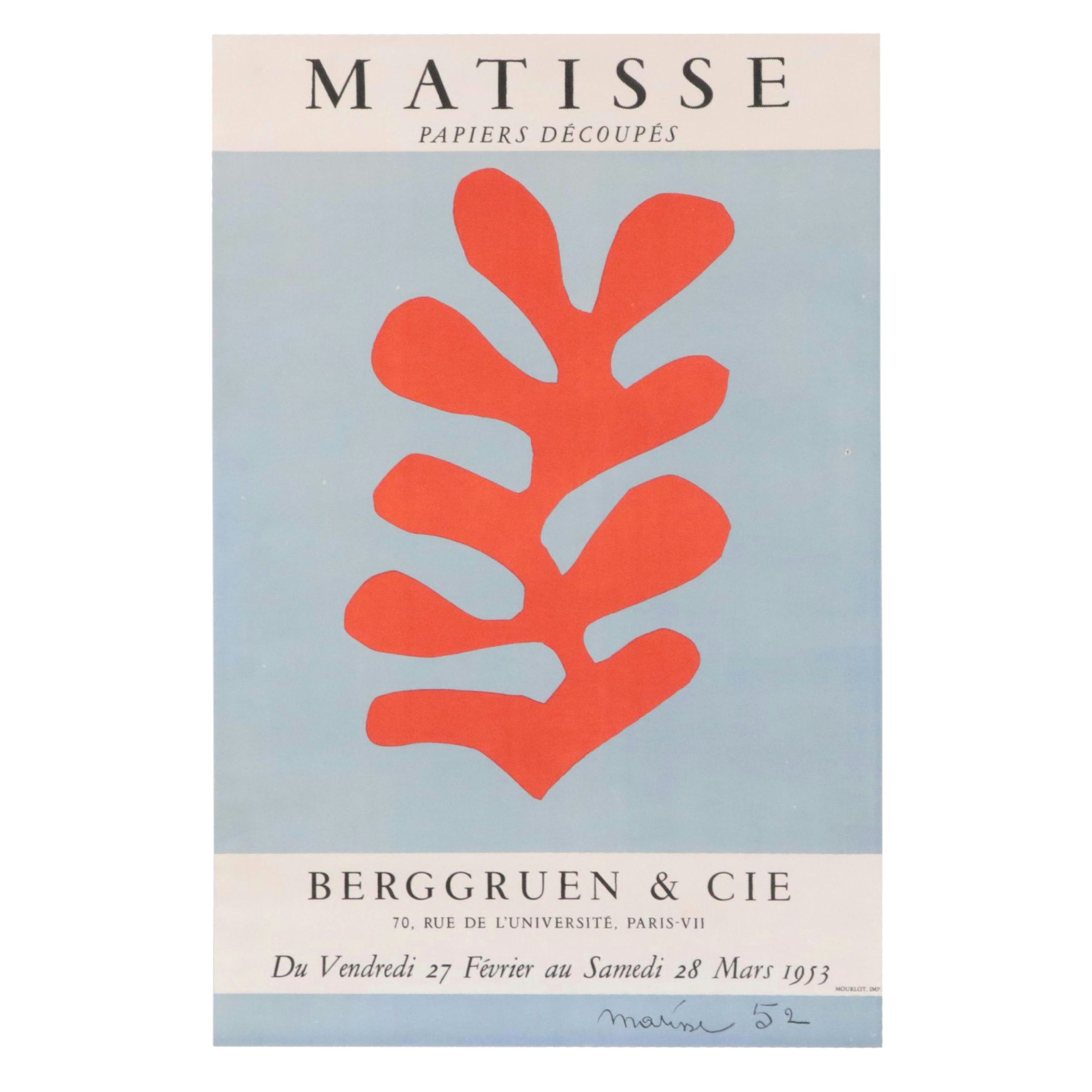 Lithograph After Henri Matisse "Papiers découpés" From "Art in Posters," 1959