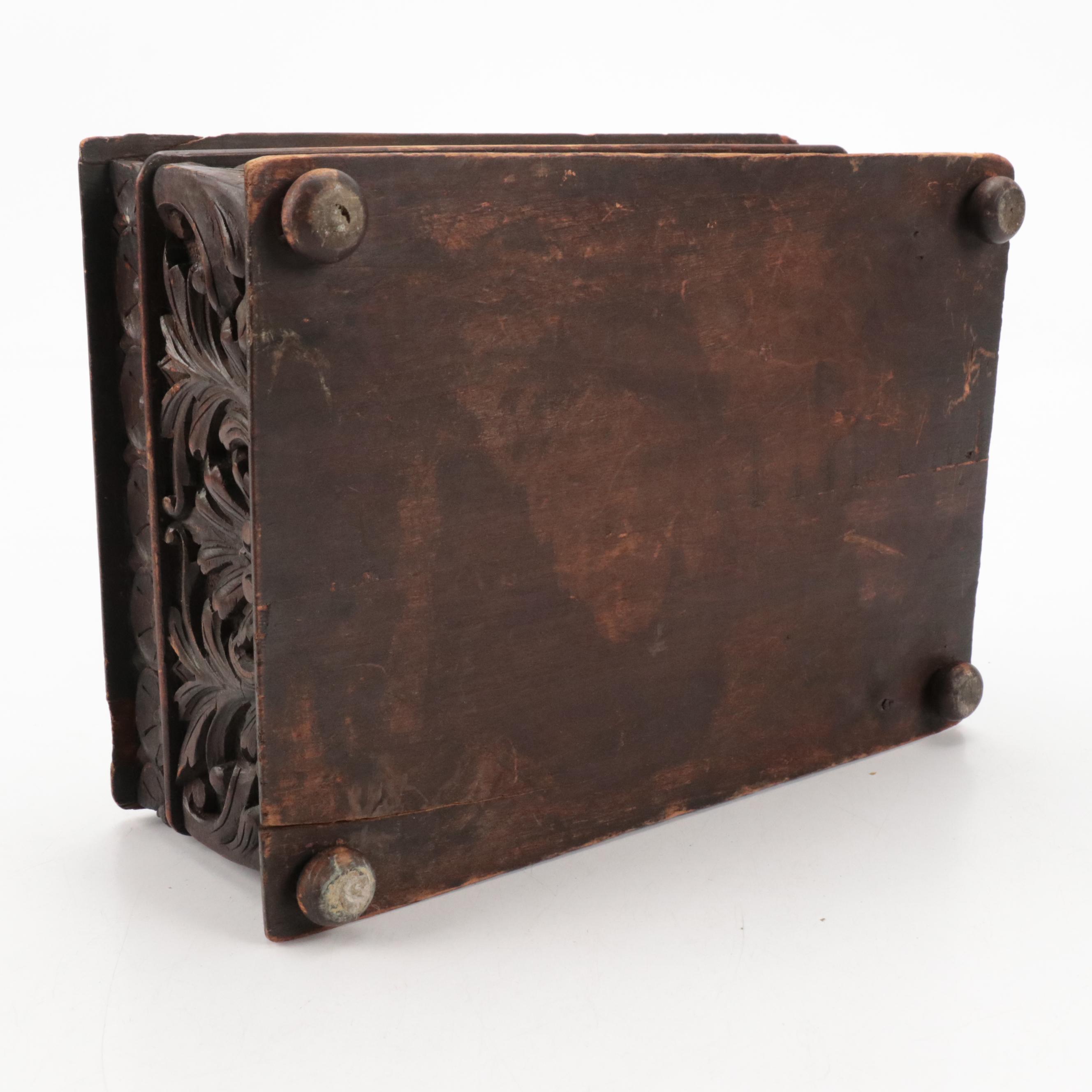 Black Forest Style Carved Walnut Jewelry Box, Late 19th Century