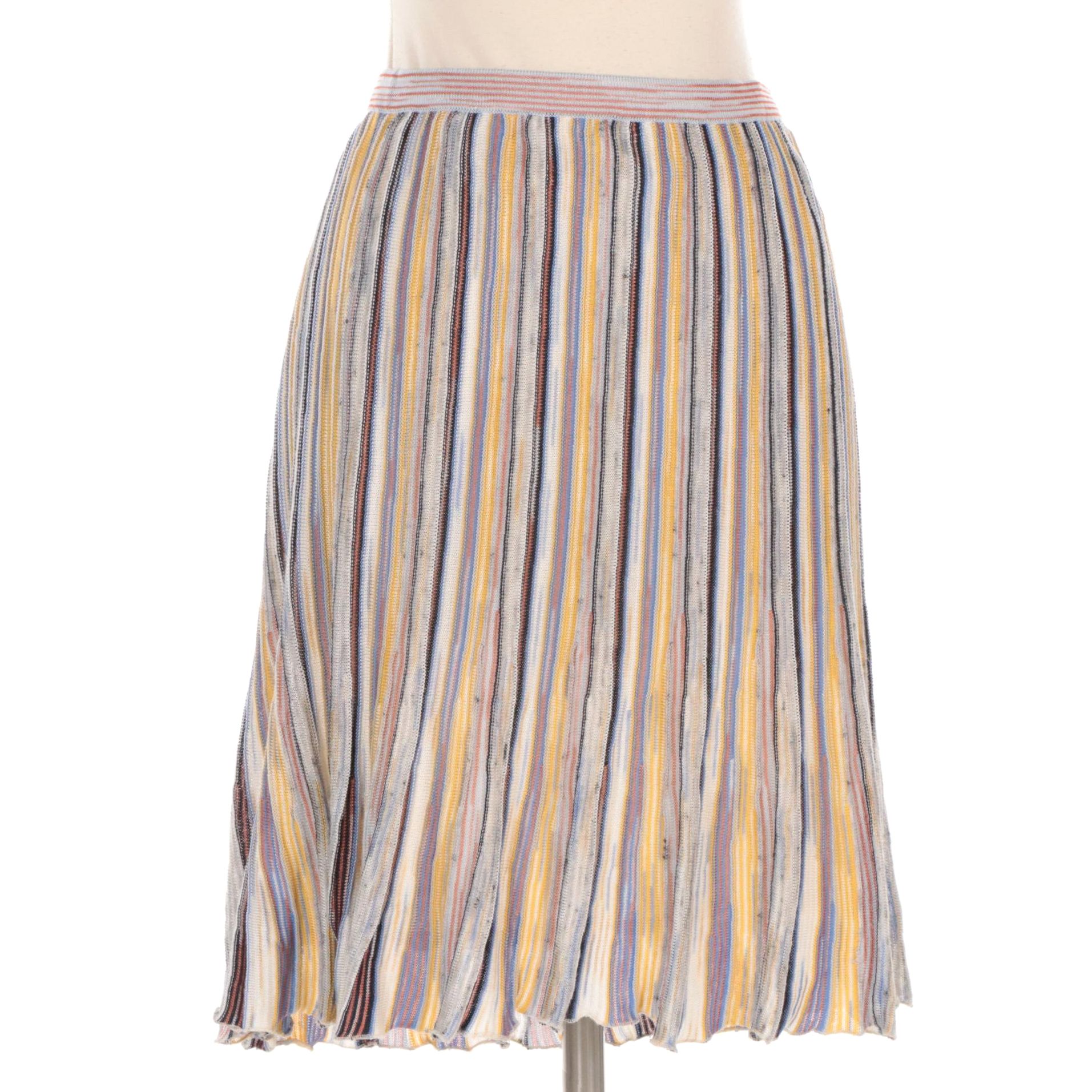 Missoni Multi-Color Striped Knee-Length Flare Skirt