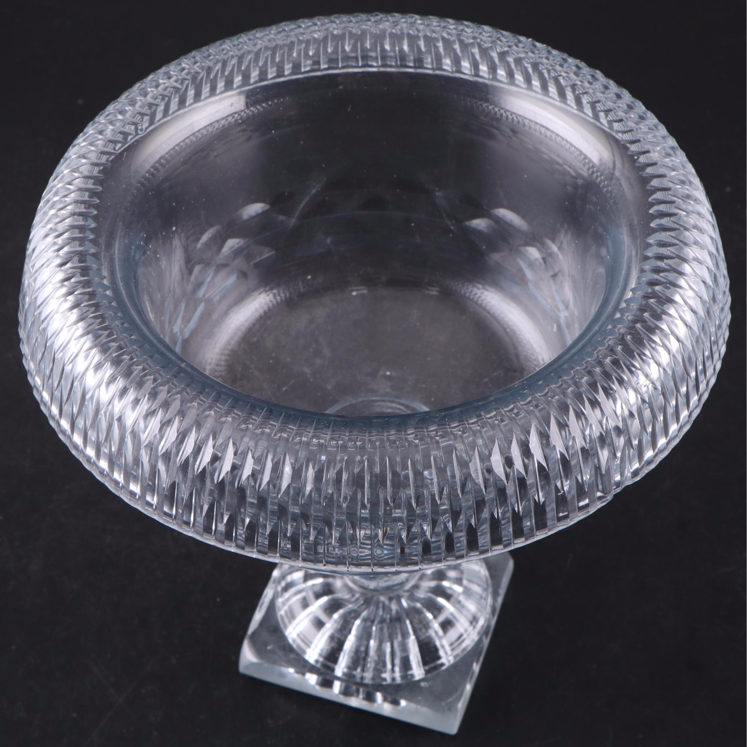 Georgian Anglo-Irish Cut Glass Fold Over Pedestal Bowl with Lemon Squeezer Foot