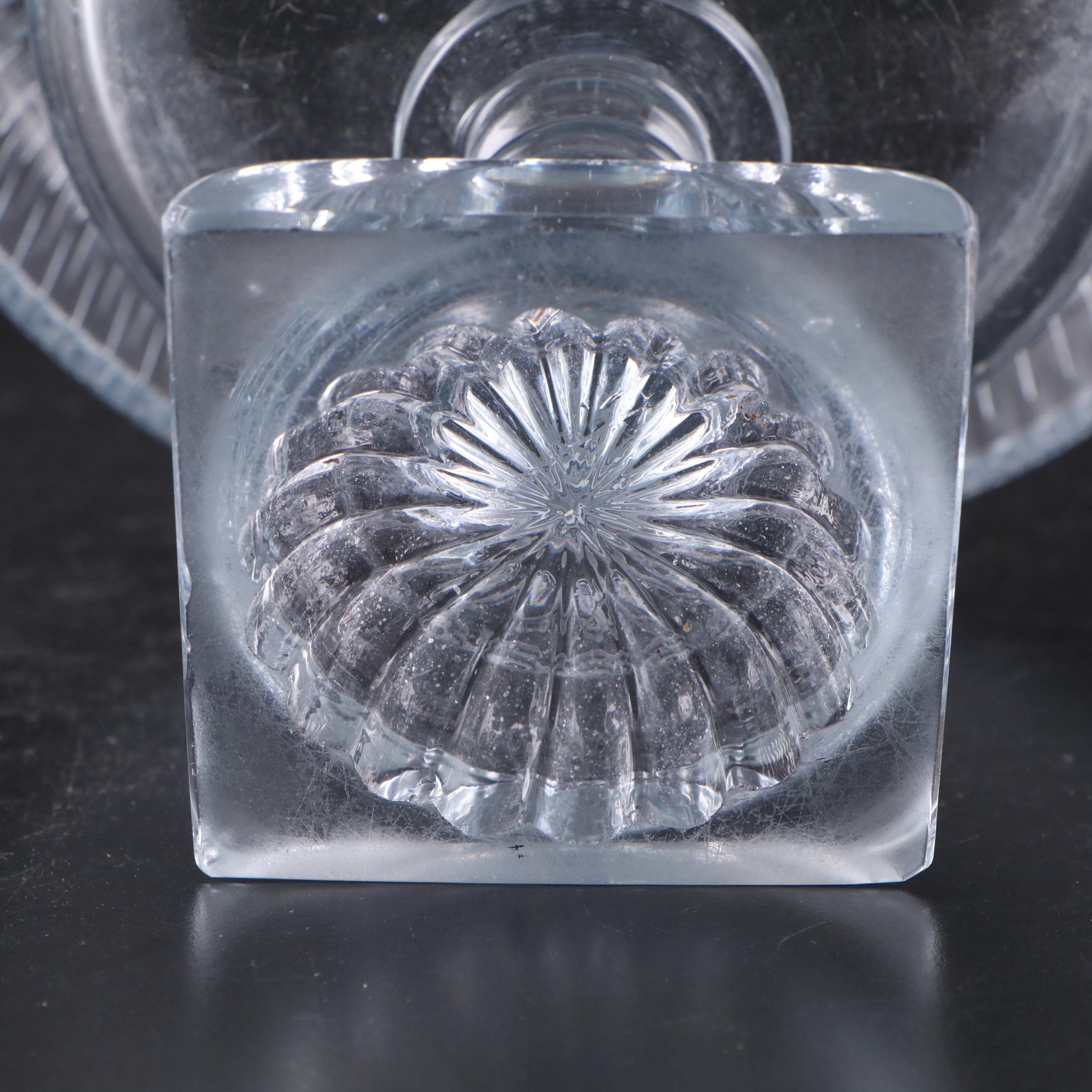 Georgian Anglo-Irish Cut Glass Fold Over Pedestal Bowl with Lemon Squeezer Foot