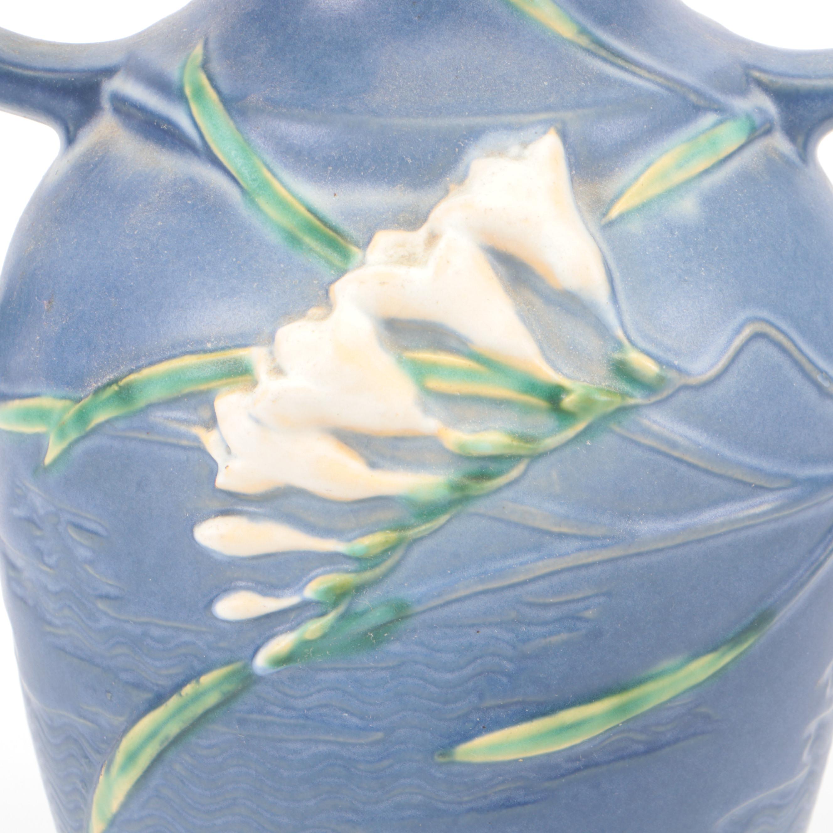 Roseville Pottery "Freesia" Glazed Ceramic Vase, Mid-20th Century