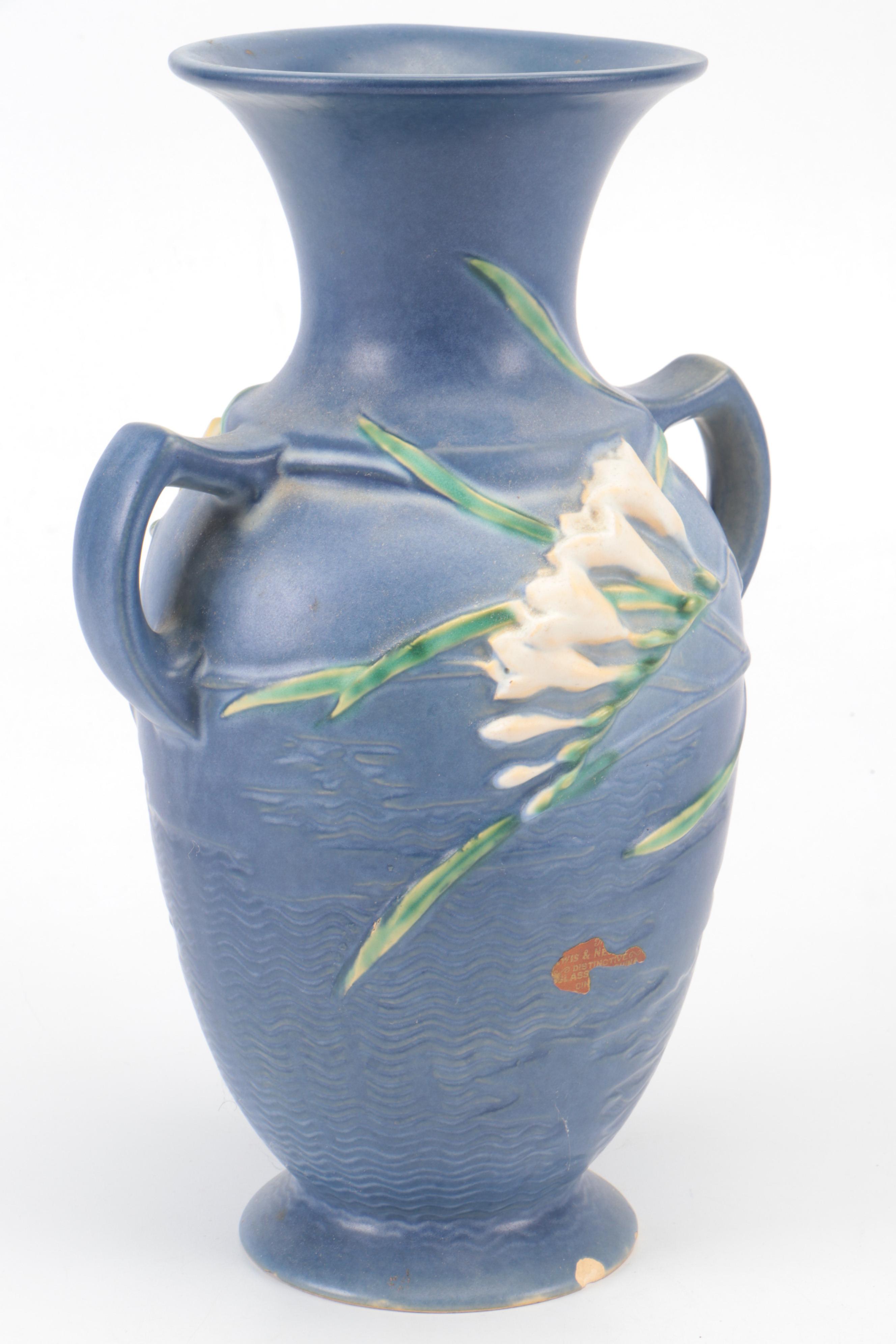 Roseville Pottery "Freesia" Glazed Ceramic Vase, Mid-20th Century