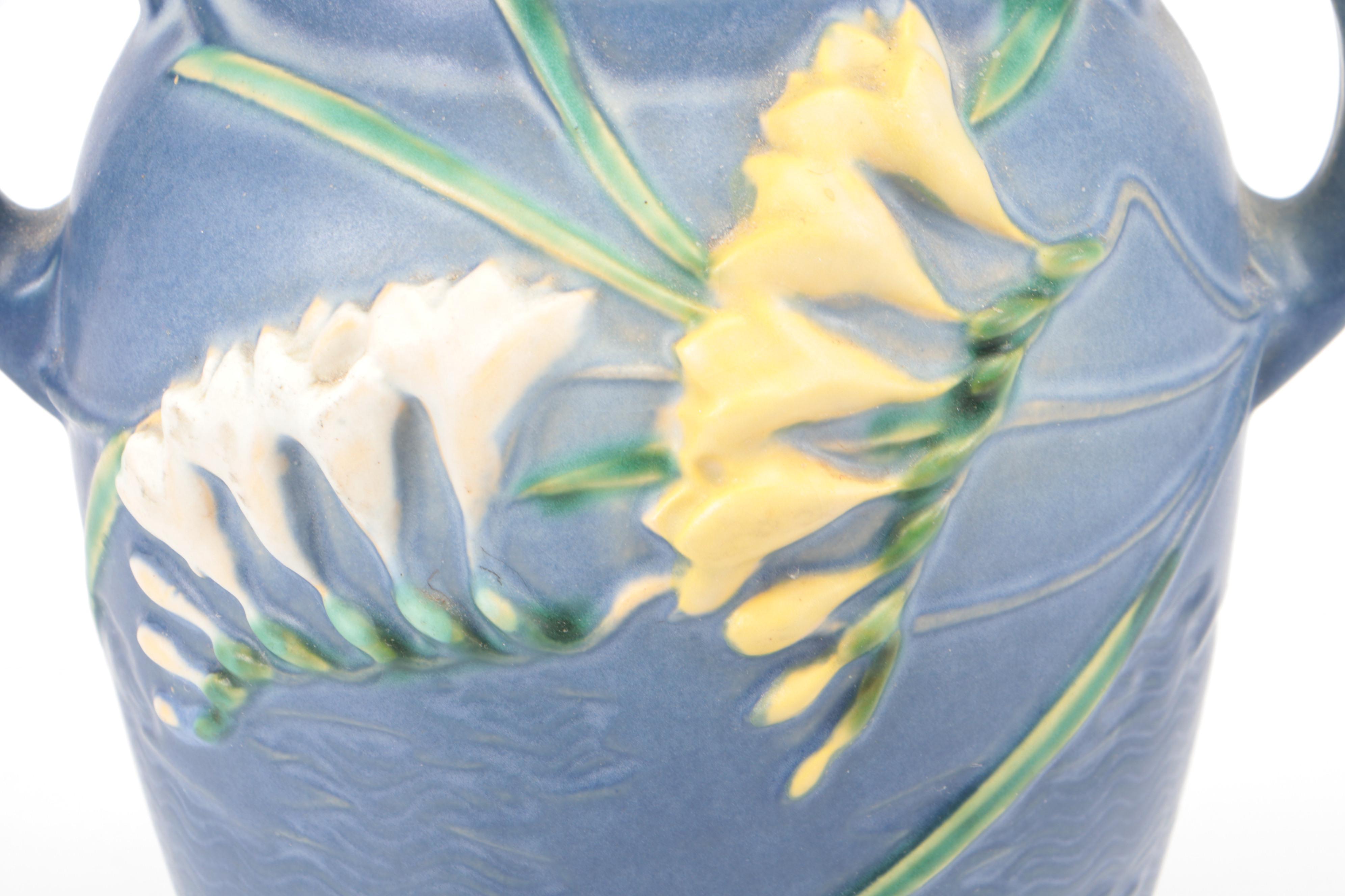 Roseville Pottery "Freesia" Glazed Ceramic Vase, Mid-20th Century