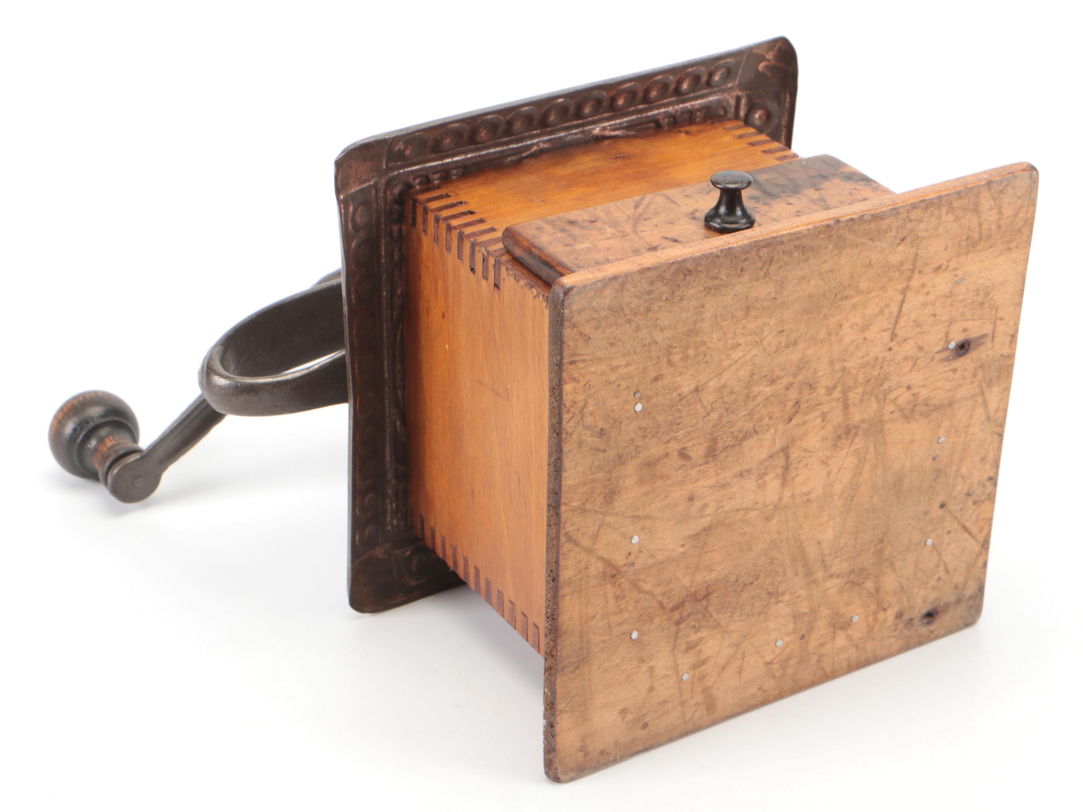 Victorian Ornate Cast Iron and Wood Coffee Grinder