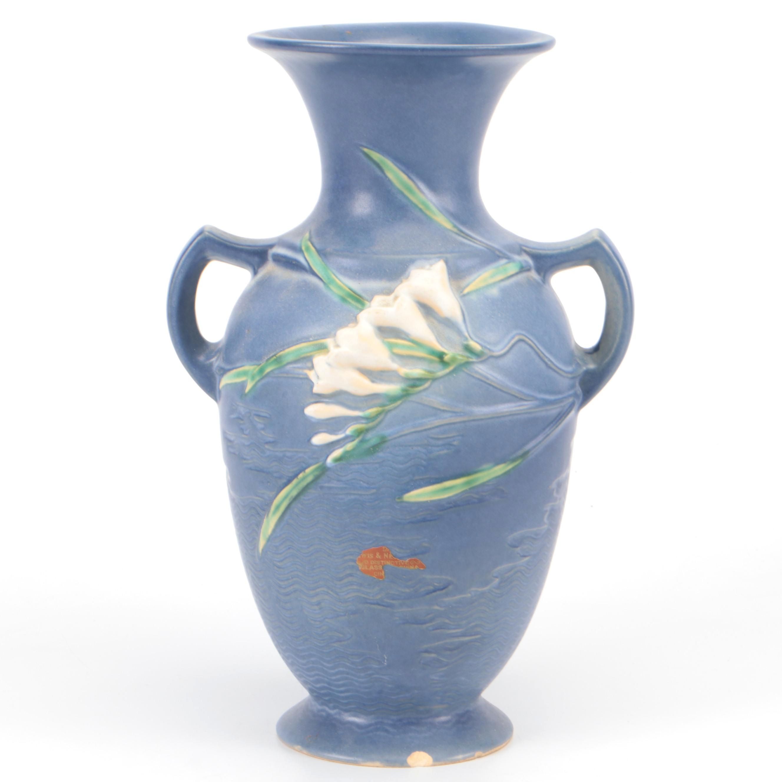 Roseville Pottery "Freesia" Glazed Ceramic Vase, Mid-20th Century