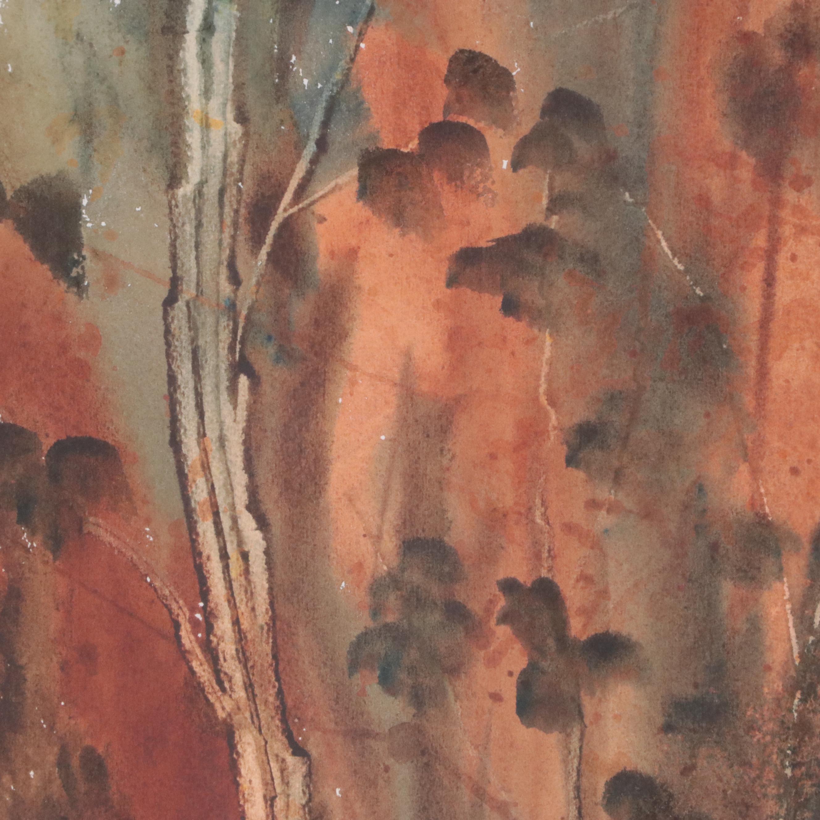 Mary Custer Woodland Watercolor Painting