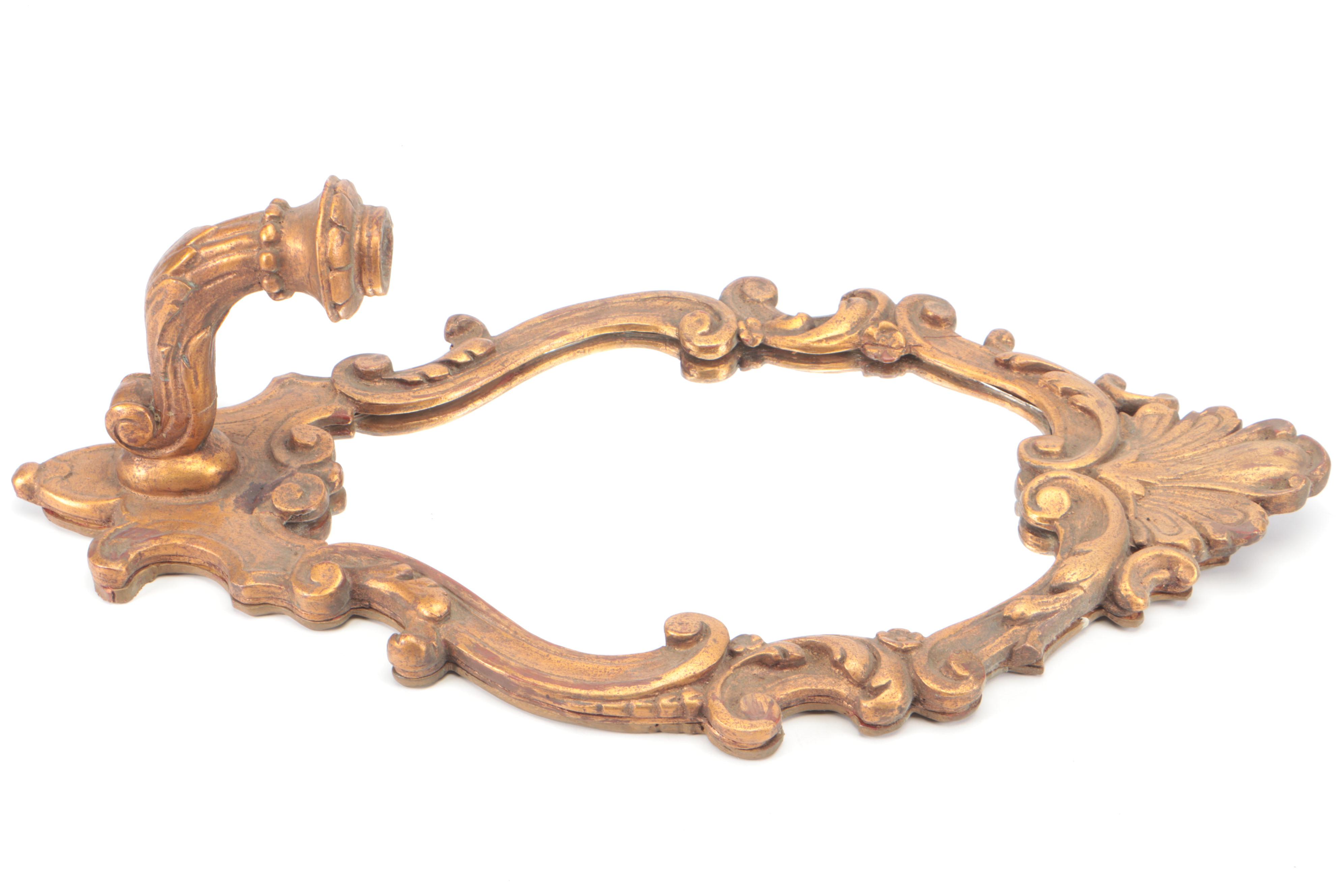 Baroque Style Giltwood Wall Mirror with Attached Candle Sconce