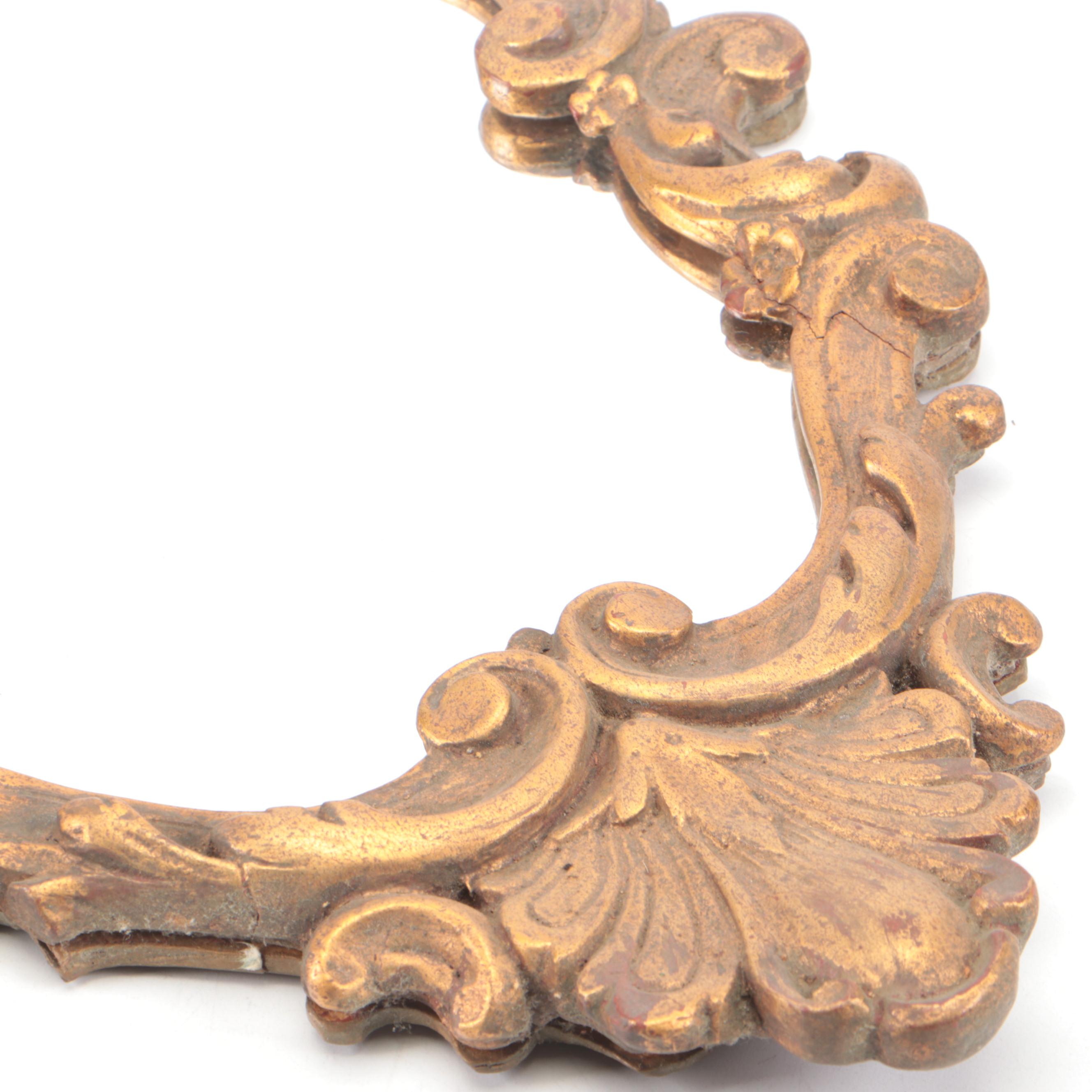 Baroque Style Giltwood Wall Mirror with Attached Candle Sconce