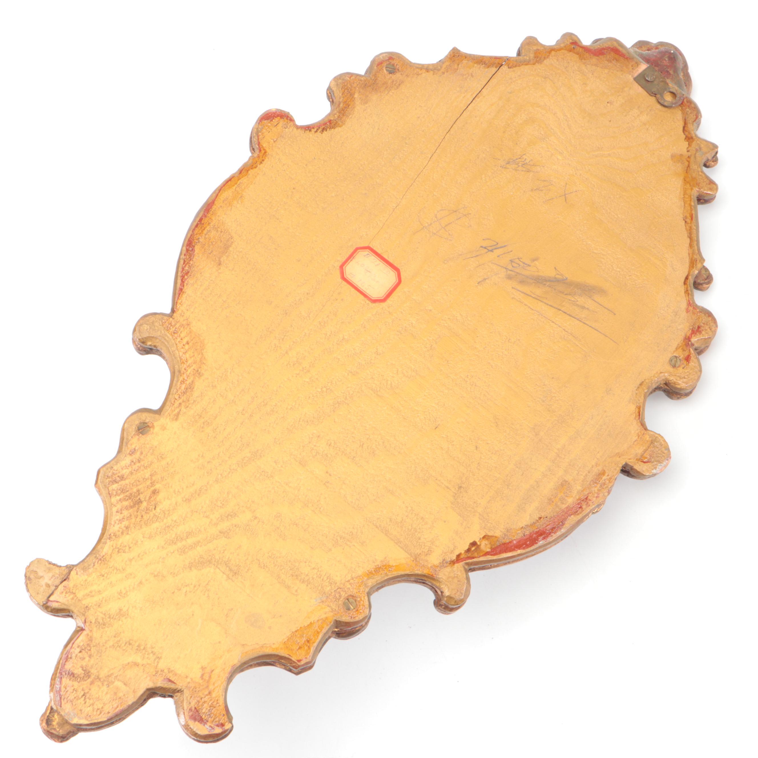 Baroque Style Giltwood Wall Mirror with Attached Candle Sconce