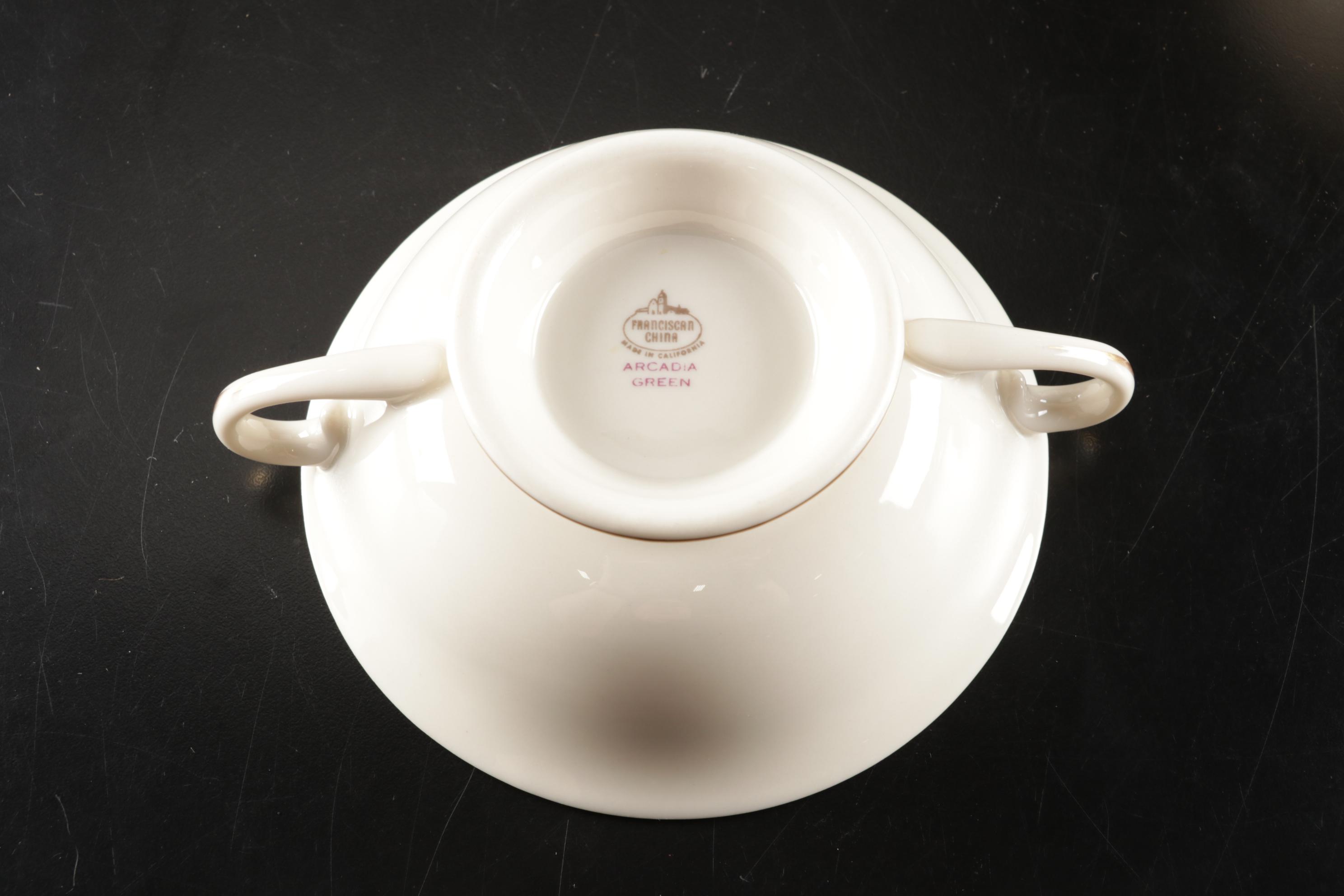 Franciscan "Arcadia Green" Dinnerware With Multiple Serving Pieces, 1942-1962