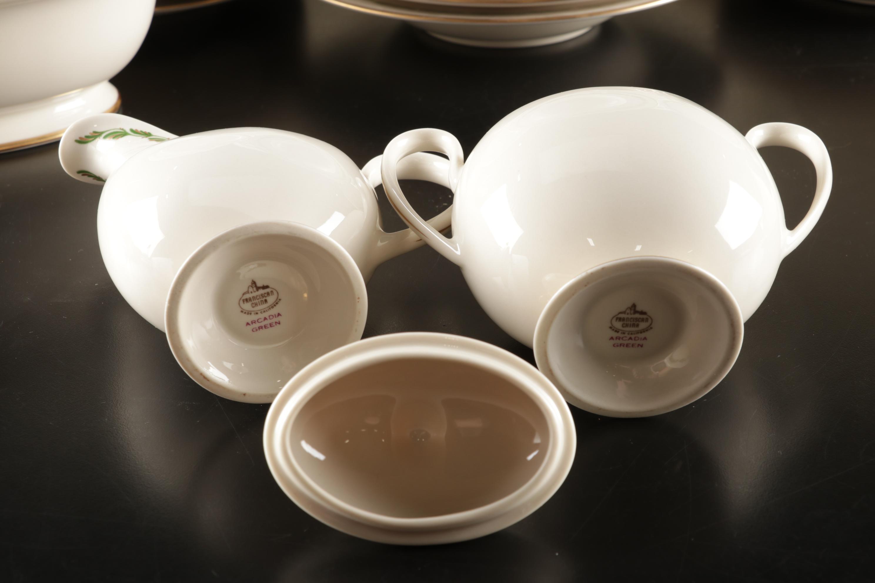 Franciscan "Arcadia Green" Dinnerware With Multiple Serving Pieces, 1942-1962