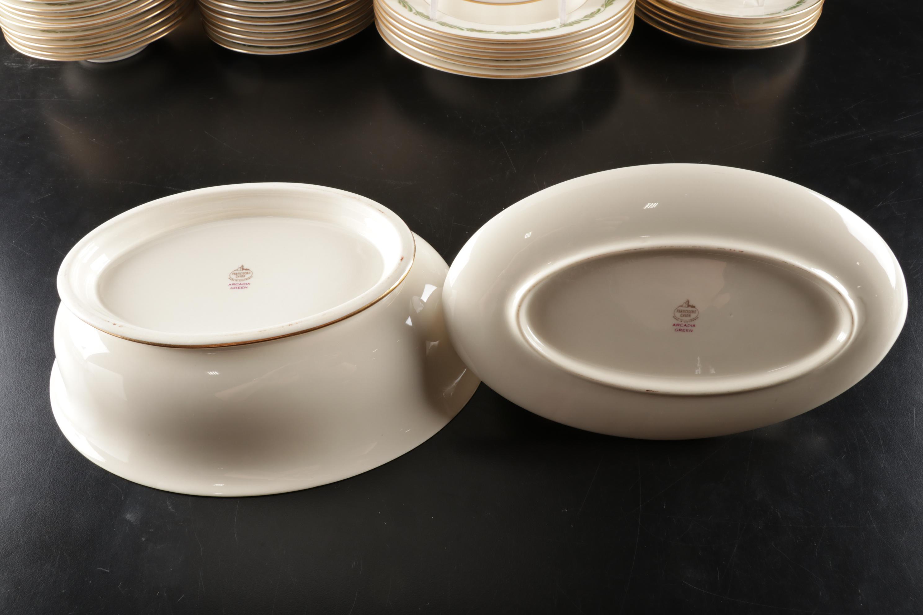Franciscan "Arcadia Green" Dinnerware With Multiple Serving Pieces, 1942-1962