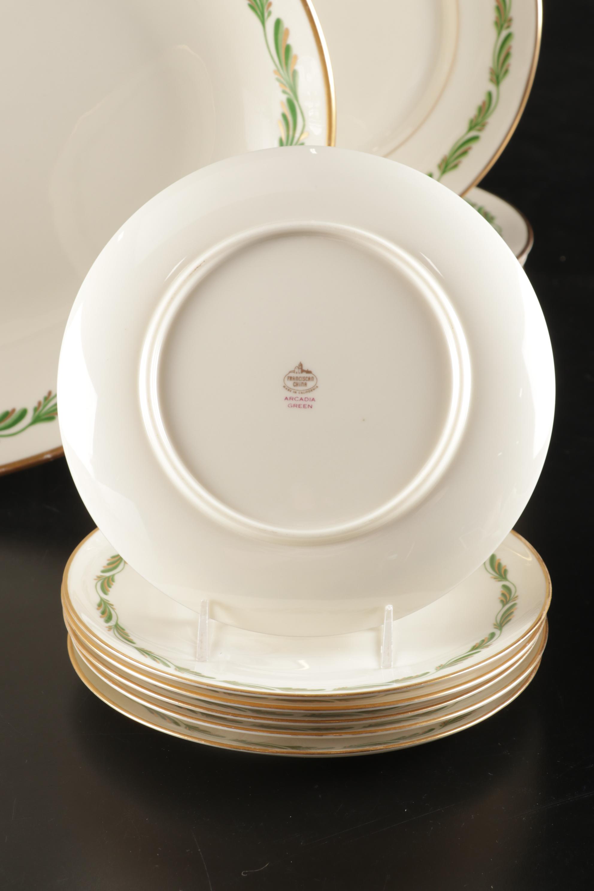 Franciscan "Arcadia Green" Dinnerware With Multiple Serving Pieces, 1942-1962