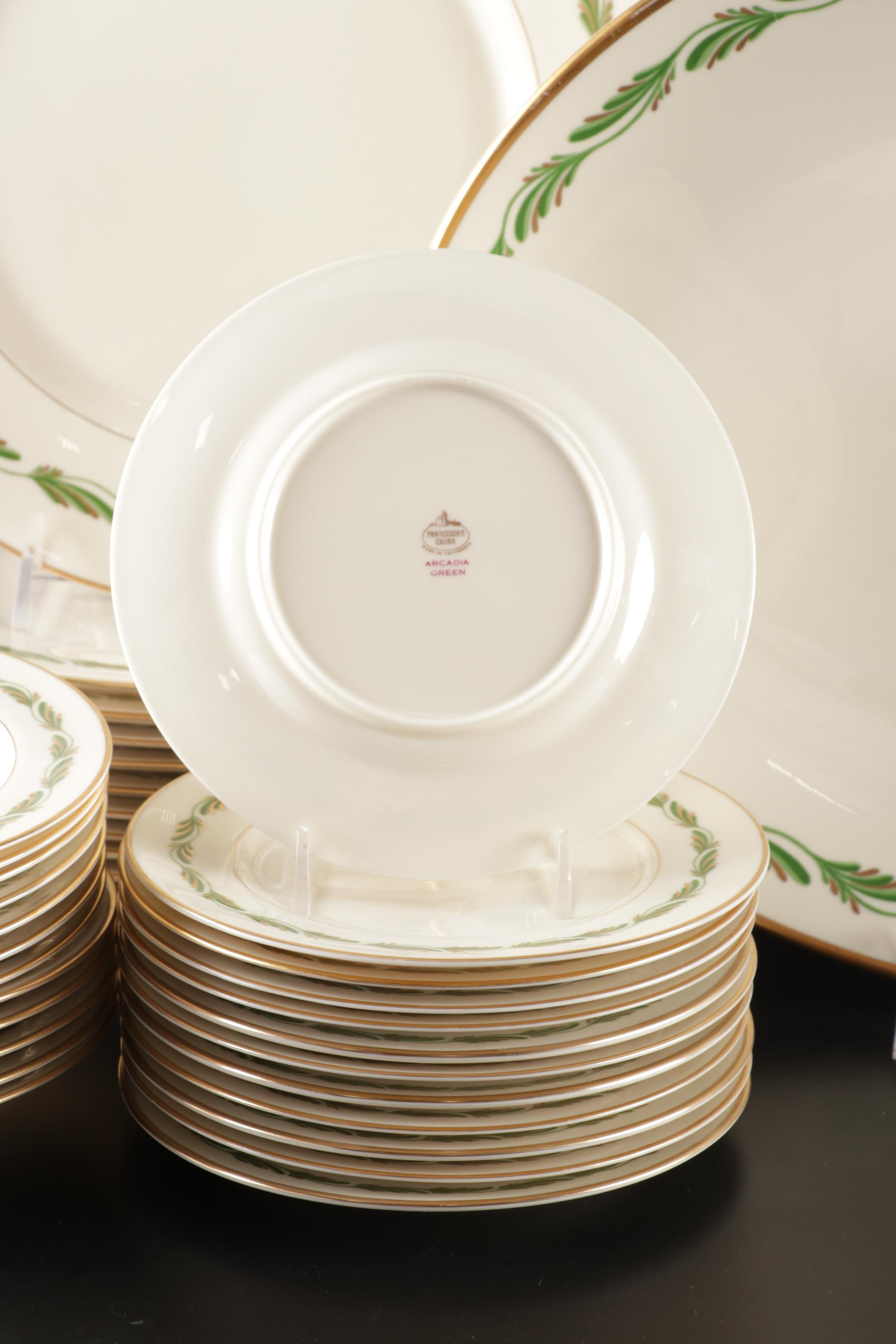 Franciscan "Arcadia Green" Dinnerware With Multiple Serving Pieces, 1942-1962