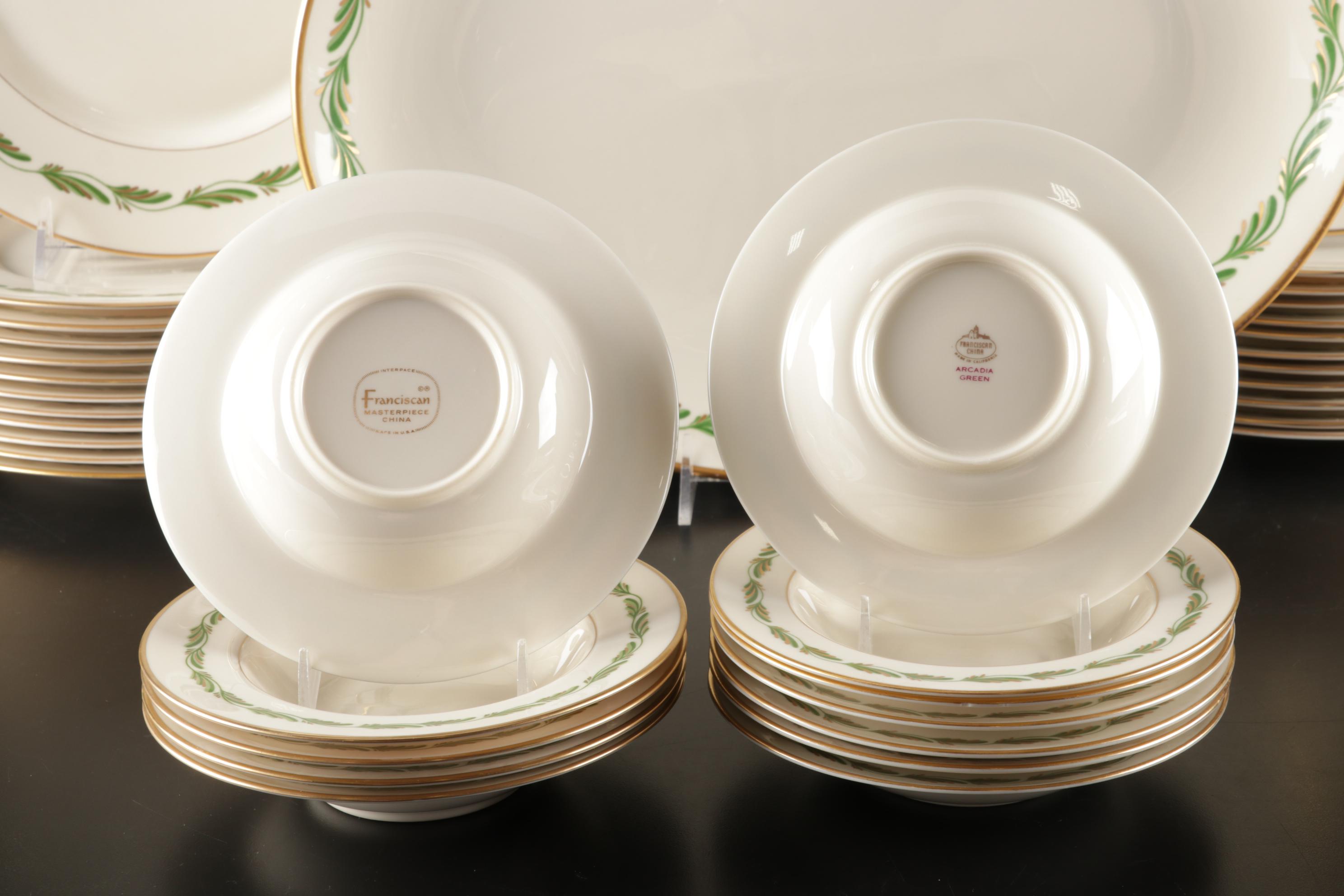 Franciscan "Arcadia Green" Dinnerware With Multiple Serving Pieces, 1942-1962