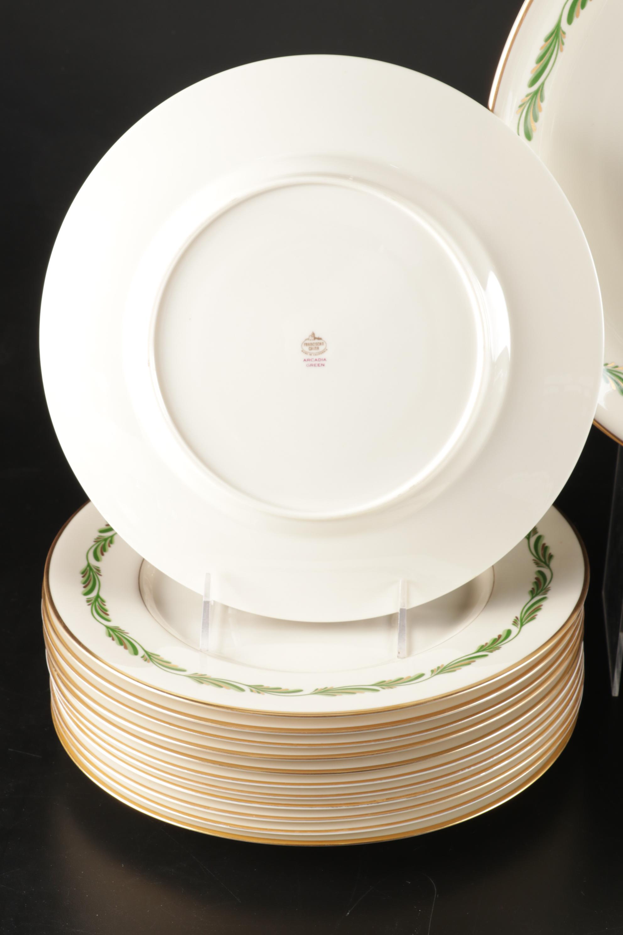 Franciscan "Arcadia Green" Dinnerware With Multiple Serving Pieces, 1942-1962