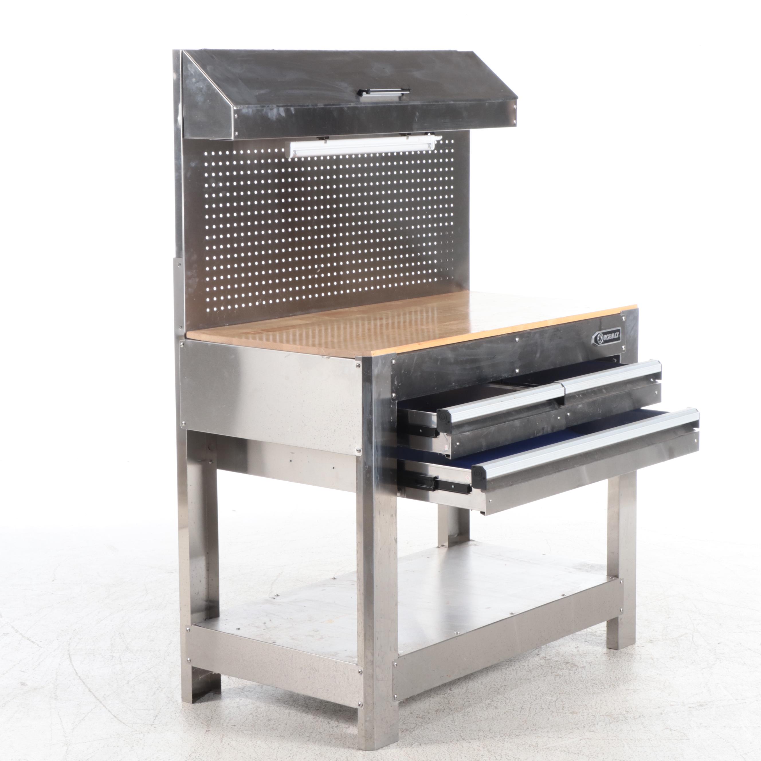 Kobalt Stainless Steel and Wood Top Three-Drawer Workbench