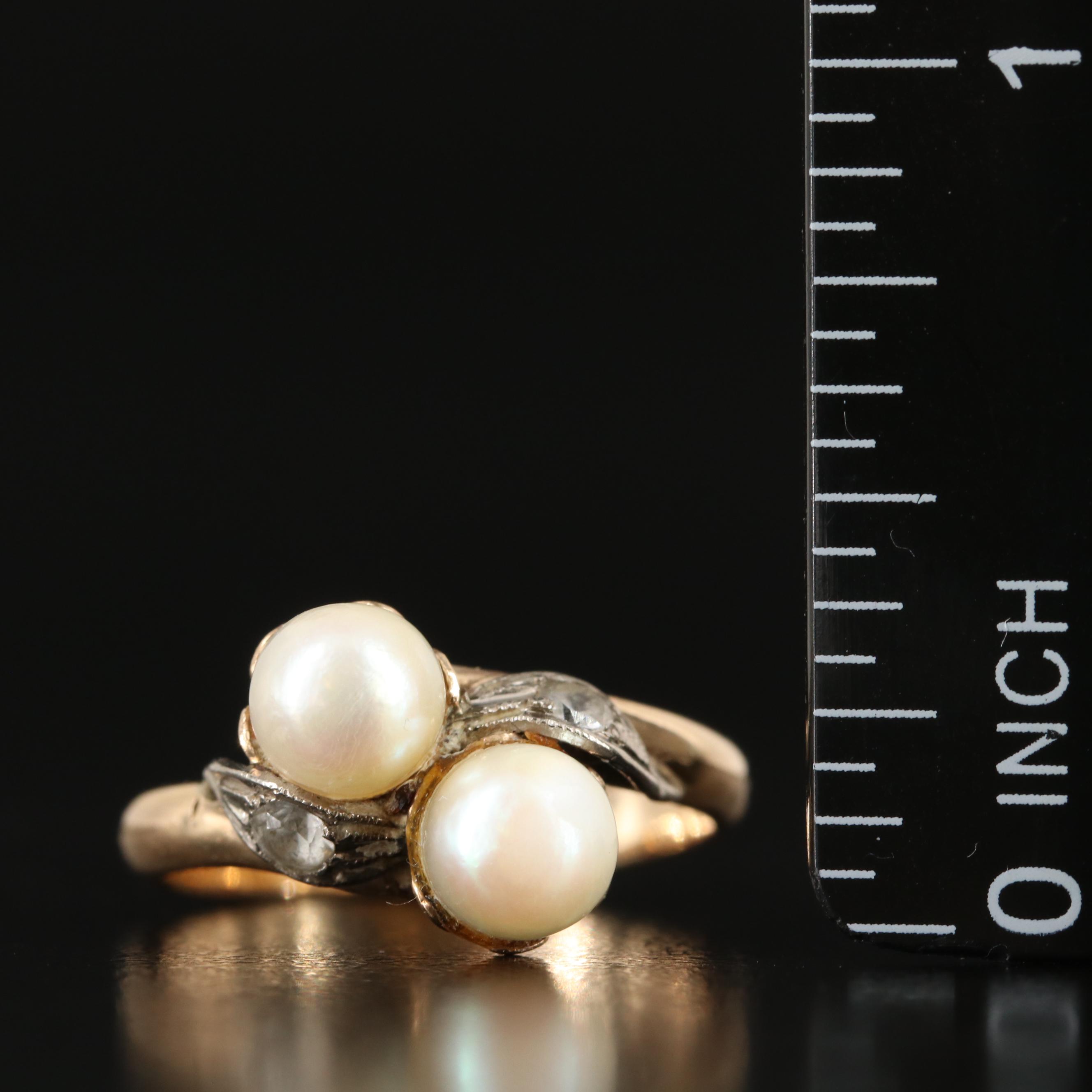 18K Pearl and White Spinel Ring