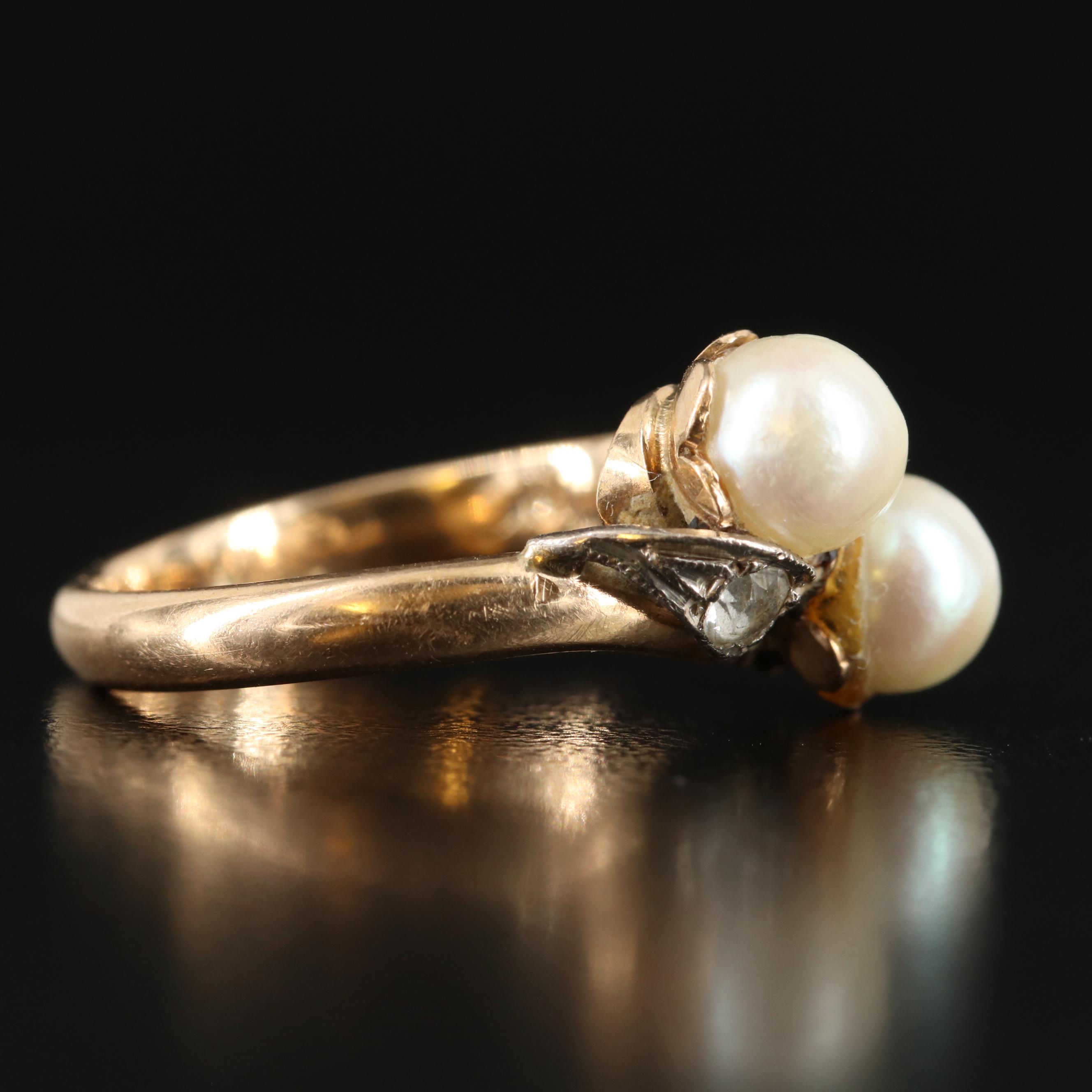 18K Pearl and White Spinel Ring